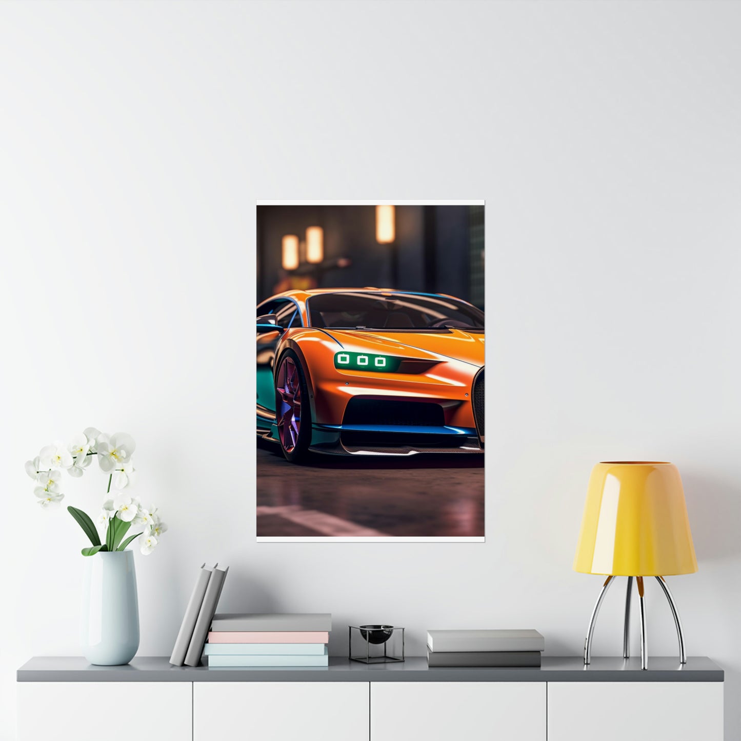 Premium Matte Vertical Posters Hyper Bugatti Neon Chiron 1