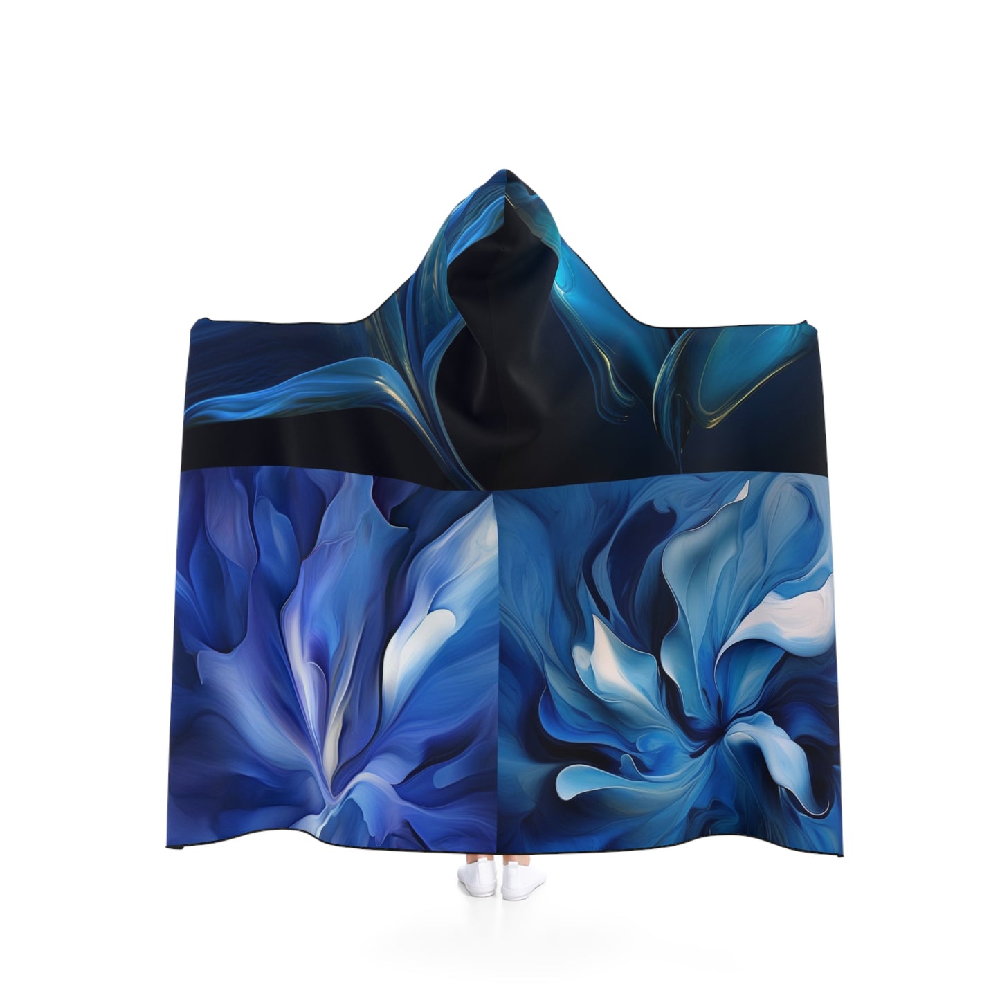 Hooded Blanket Abstract Blue Tulip 5