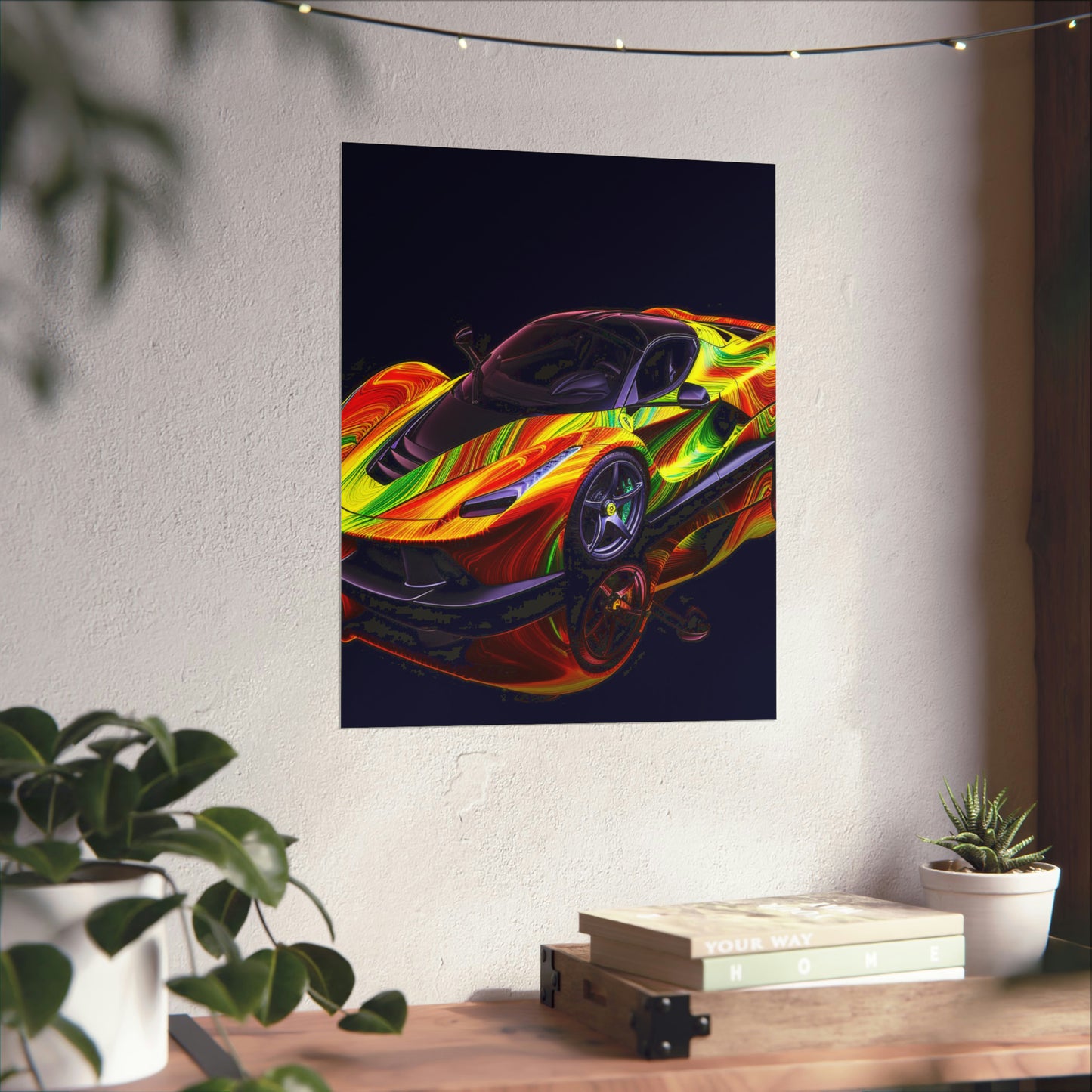 Premium Matte Vertical Posters Ferrari Neon 4