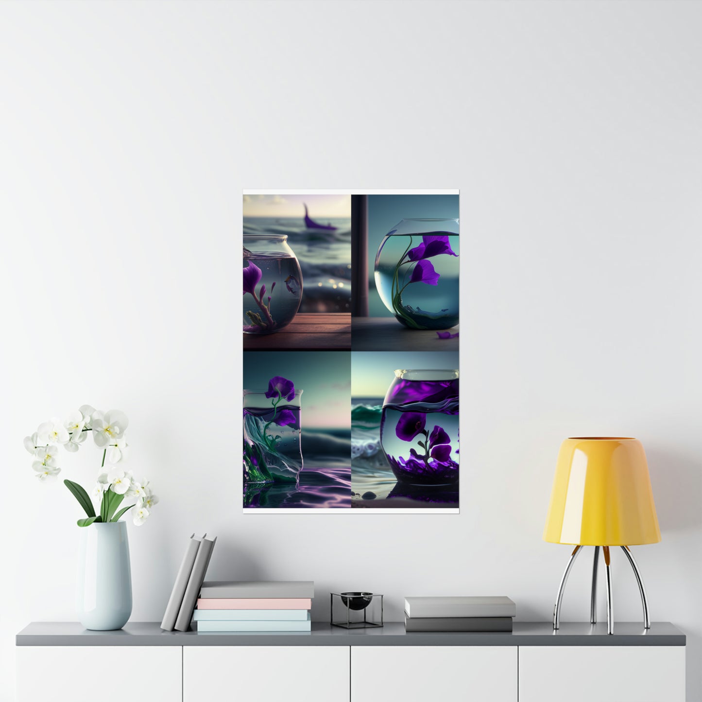 Premium Matte Vertical Posters Purple Sweet pea in a vase 5