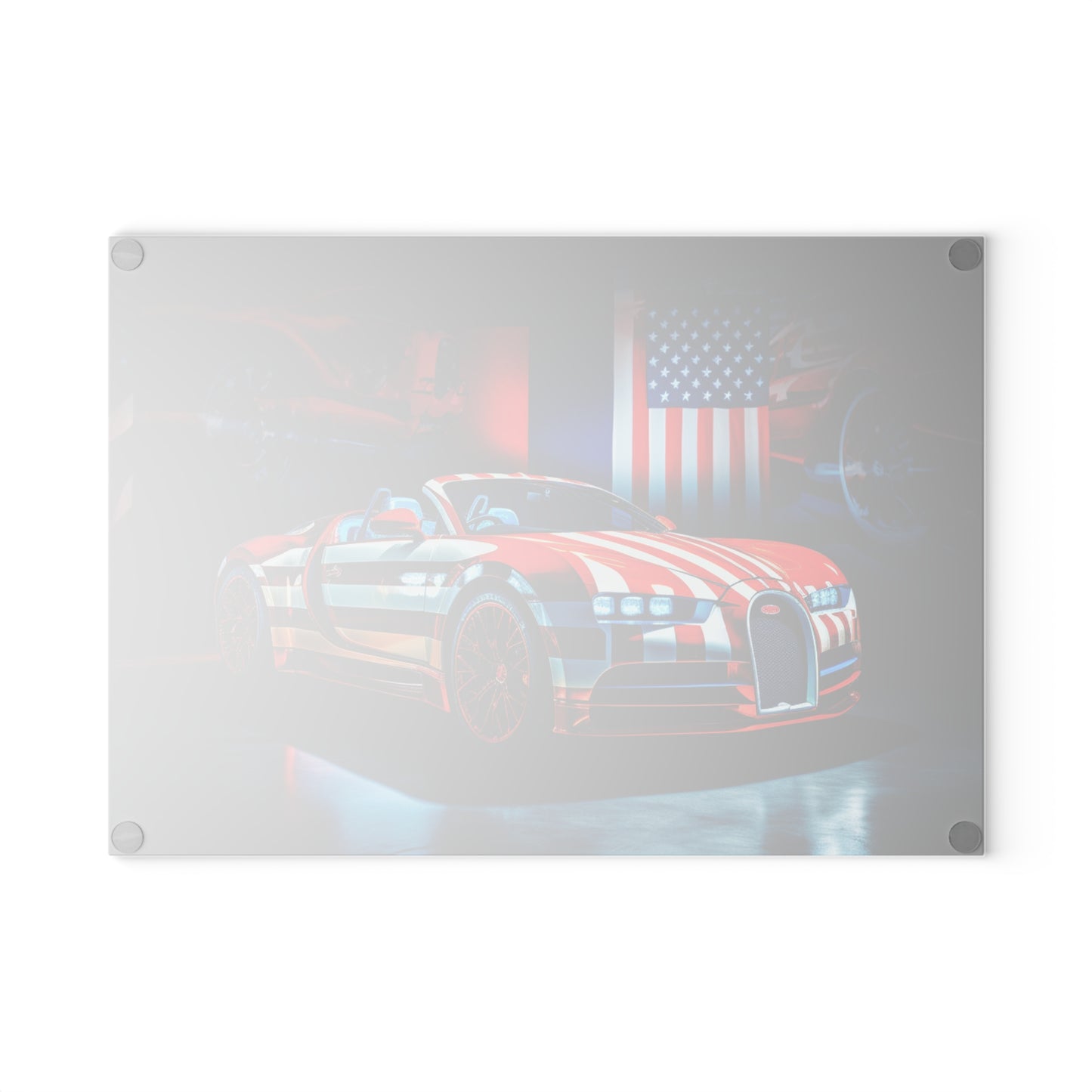 Glass Cutting Board Macro Bugatti American Flag 2