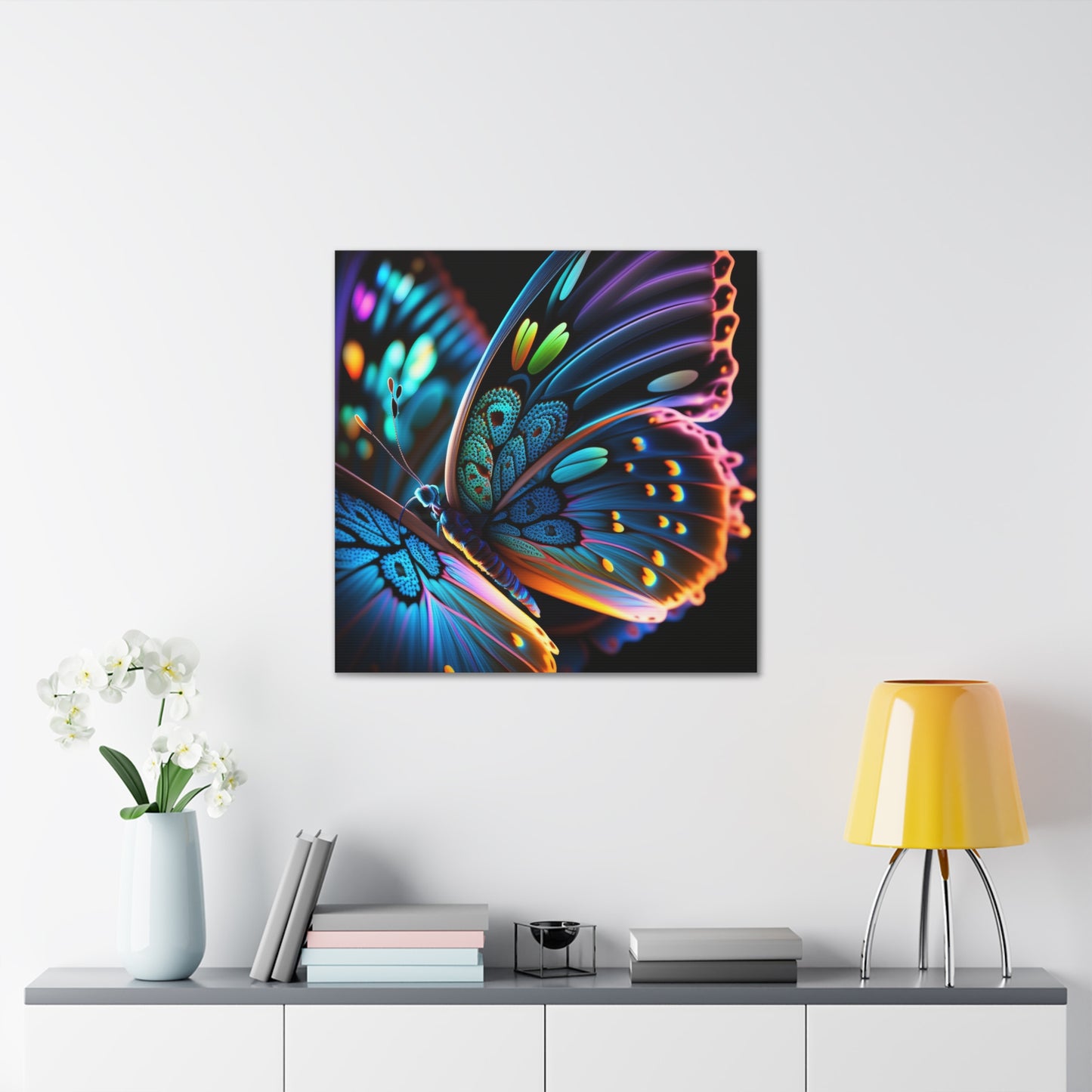 Canvas Gallery Wraps Neon Butterfly Macro 2