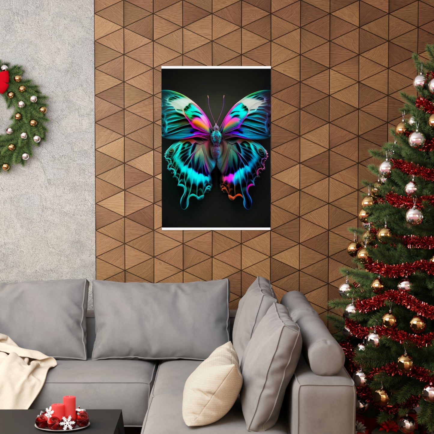 Premium Matte Vertical Posters Neon Butterfly Fusion 4