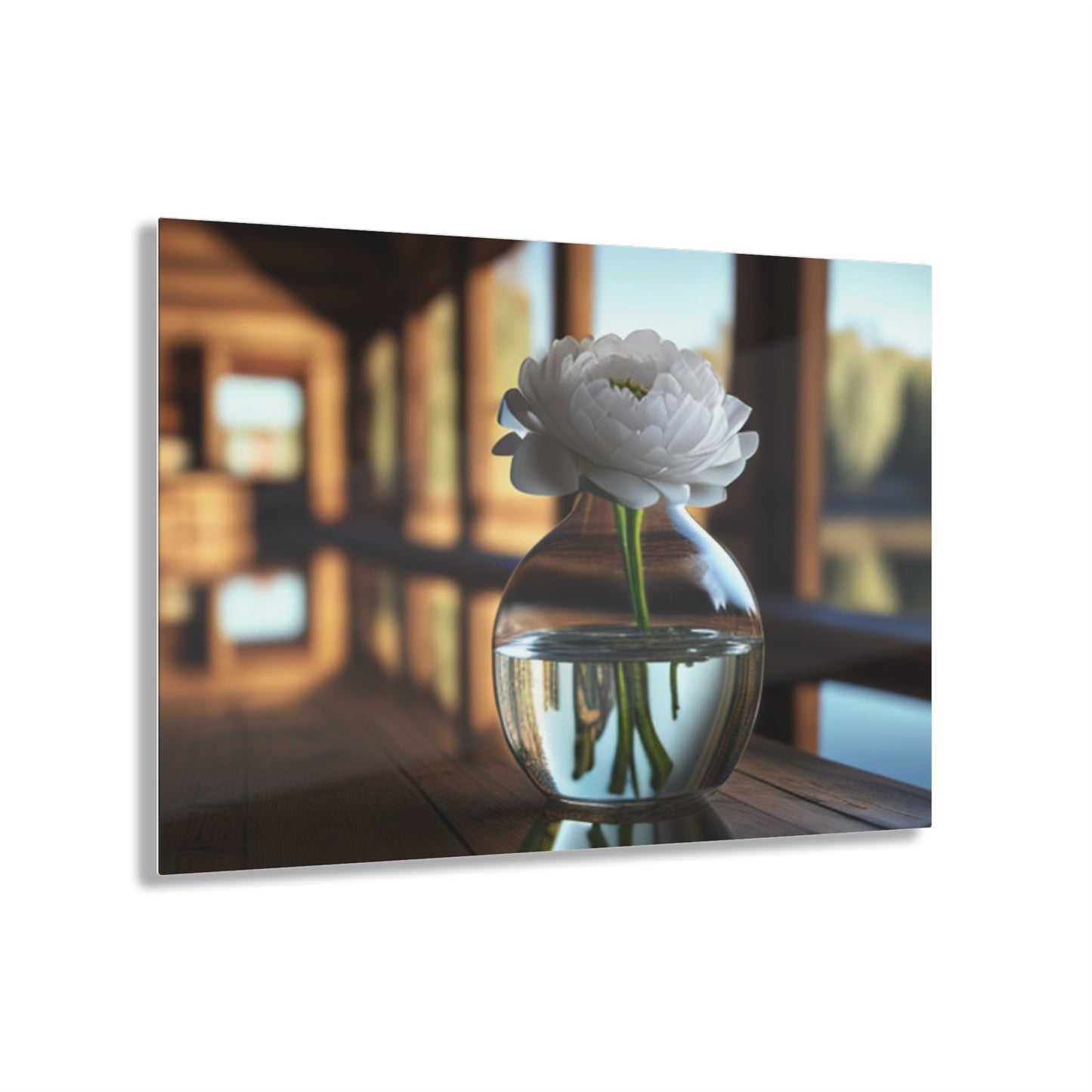 Acrylic Prints White Peony glass vase 3