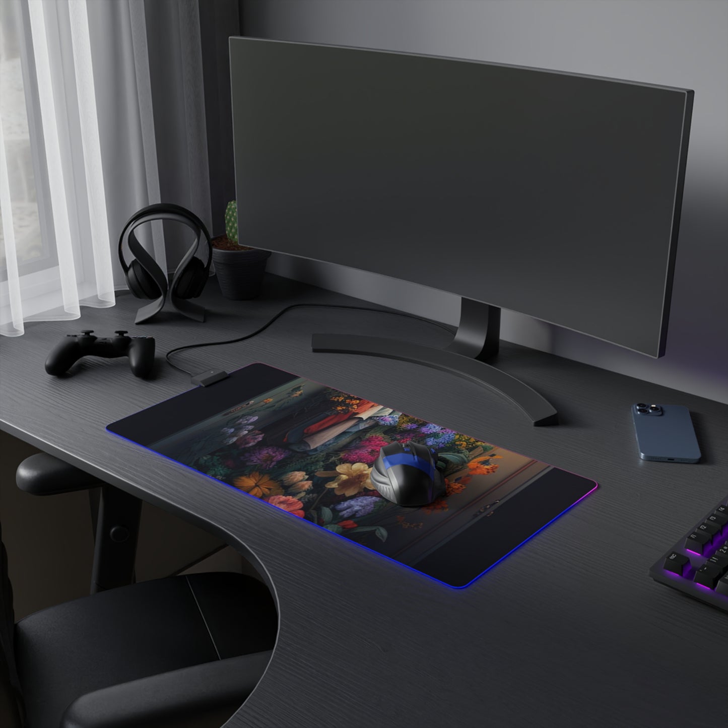 LED Gaming Mouse Pad A Wardrobe Surrounded by Flowers 4