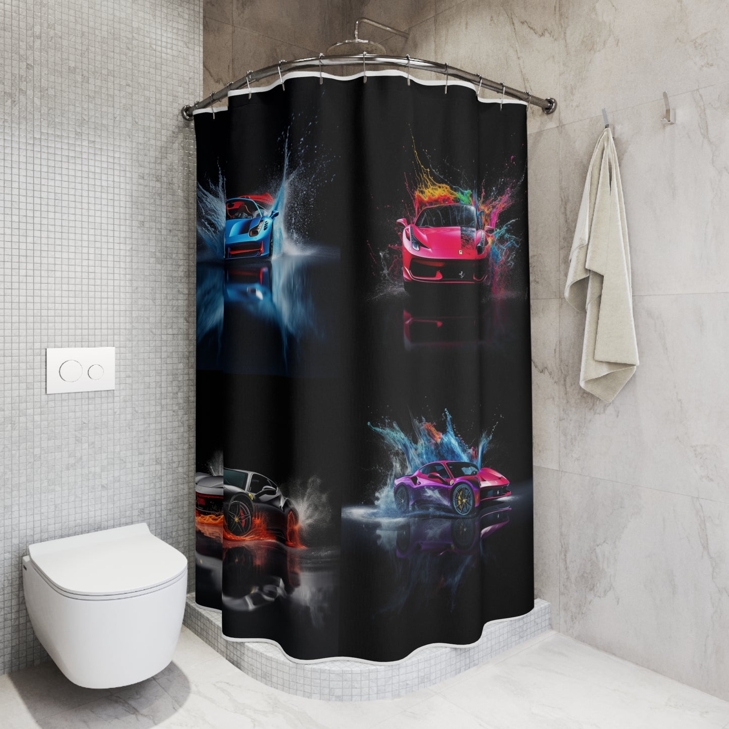 Polyester Shower Curtain Ferrari Water Splash 5