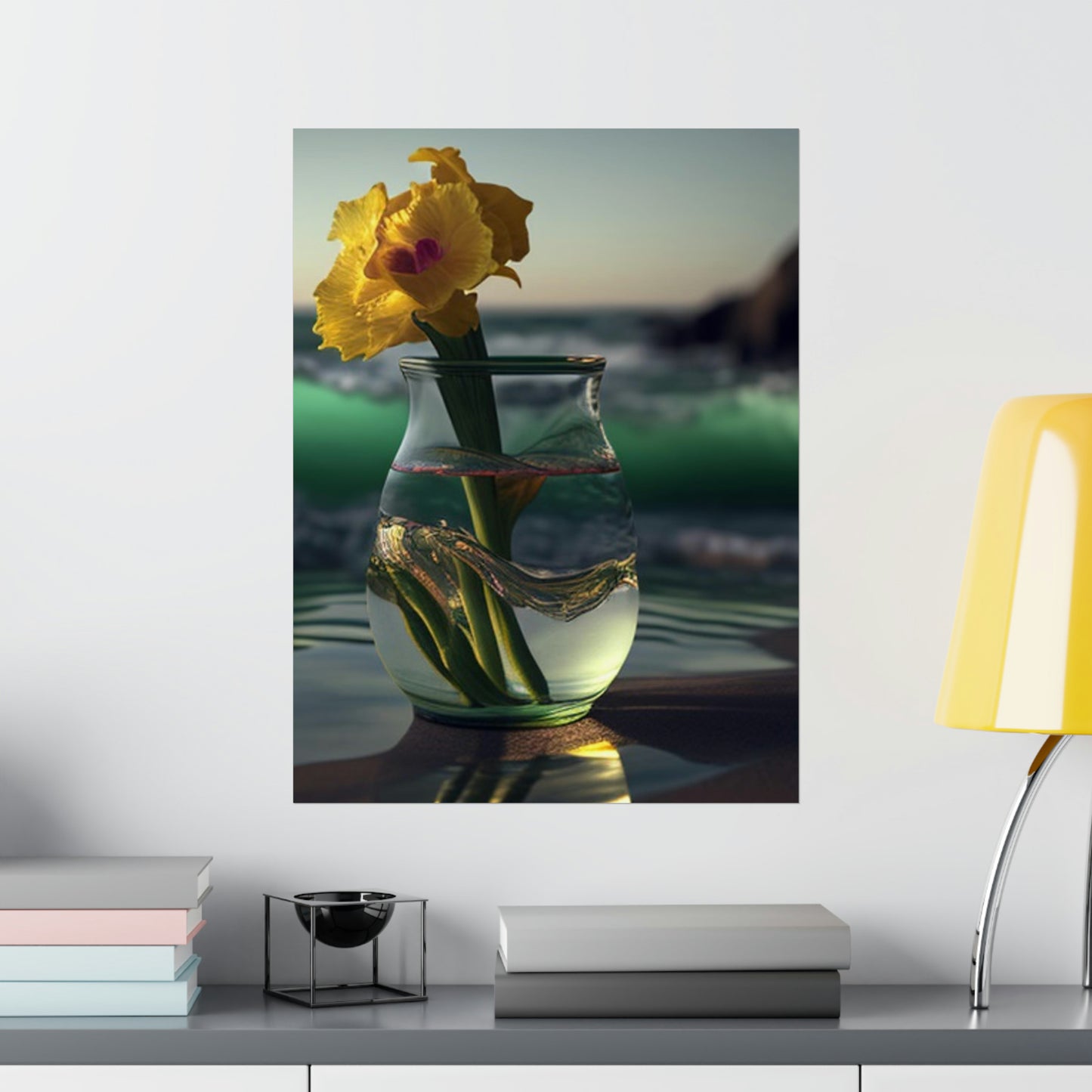 Premium Matte Vertical Posters Yellow Gladiolus glass 1