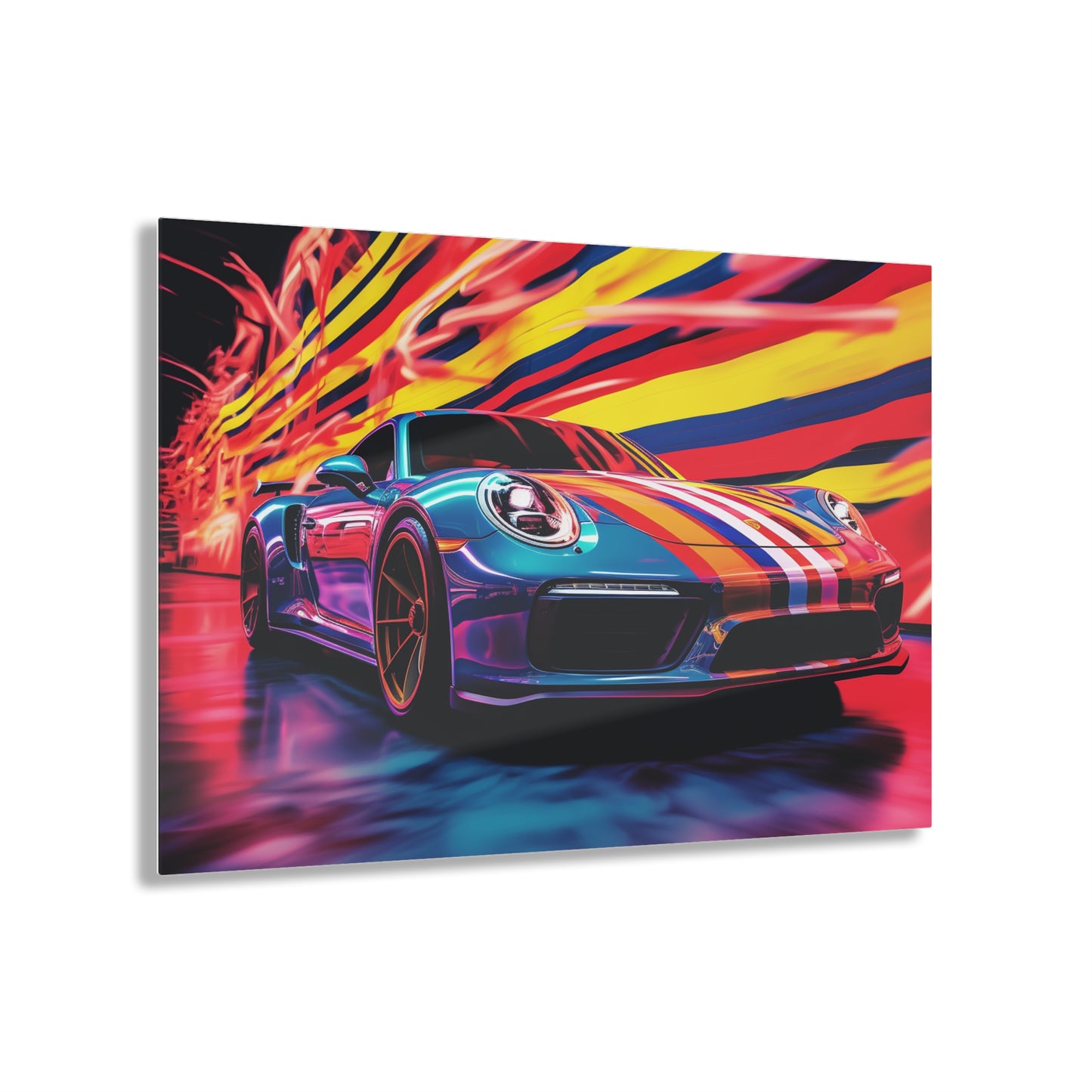 Acrylic Prints Macro American Flag Porsche 2