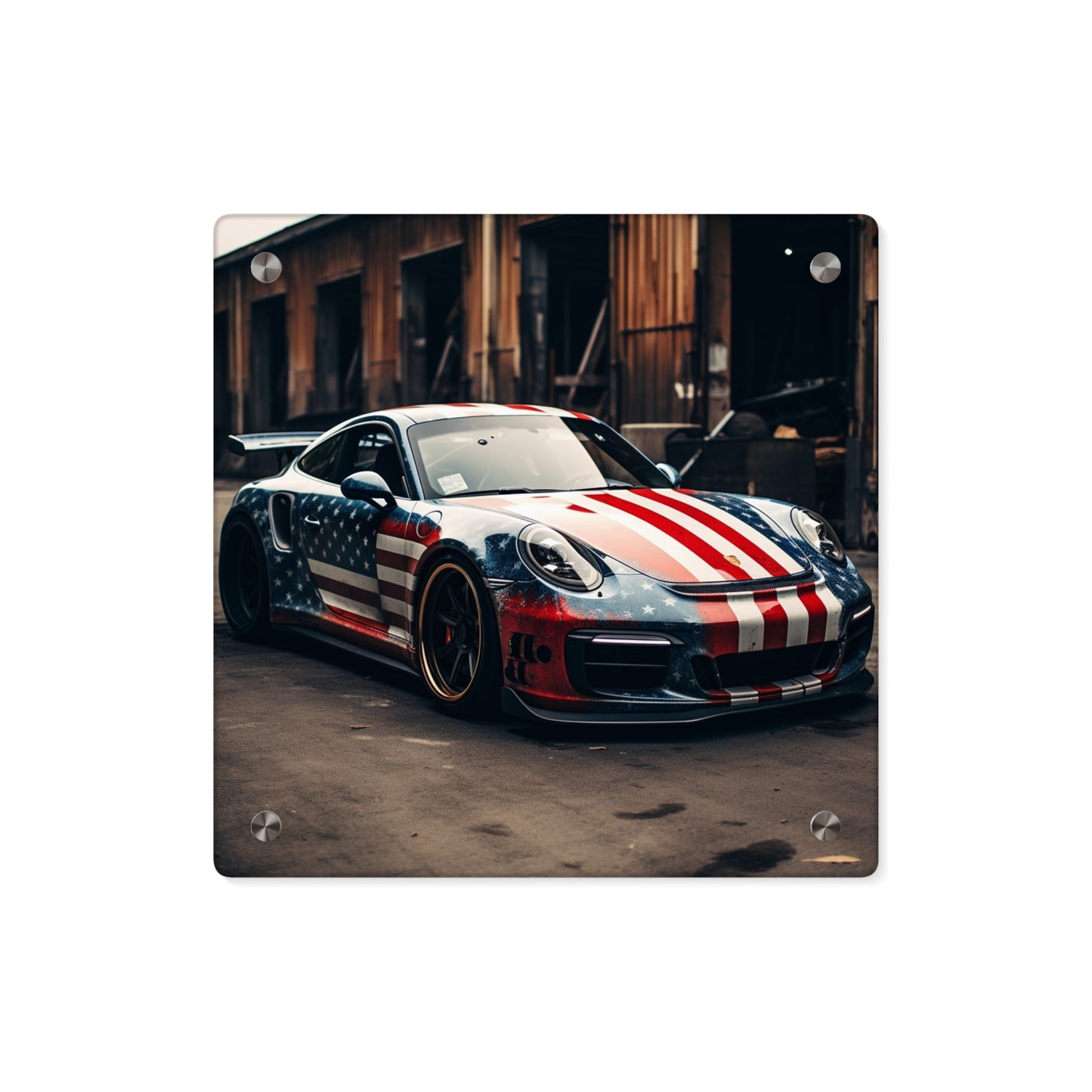 Acrylic Wall Art Panels American Flag Porsche 3