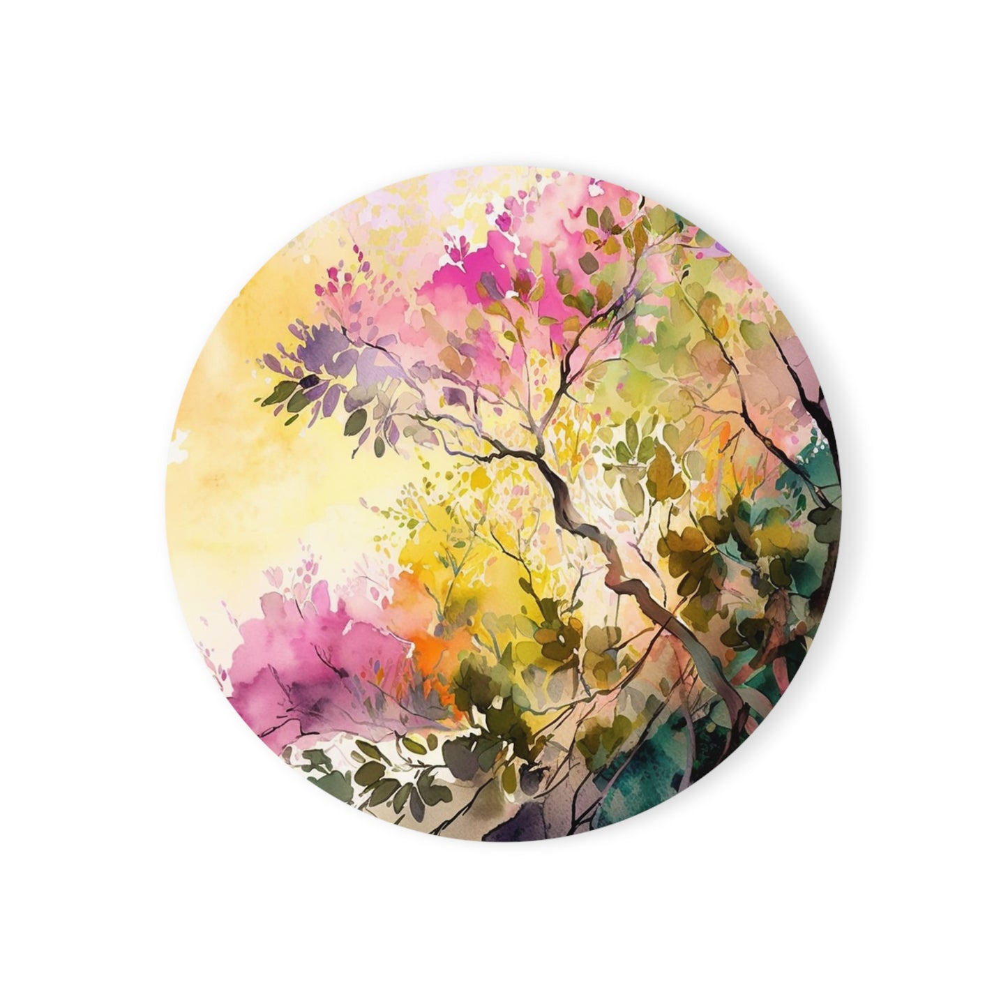 Cork Back Coaster Mother Nature Bright Spring Colors Realistic Watercolor 2