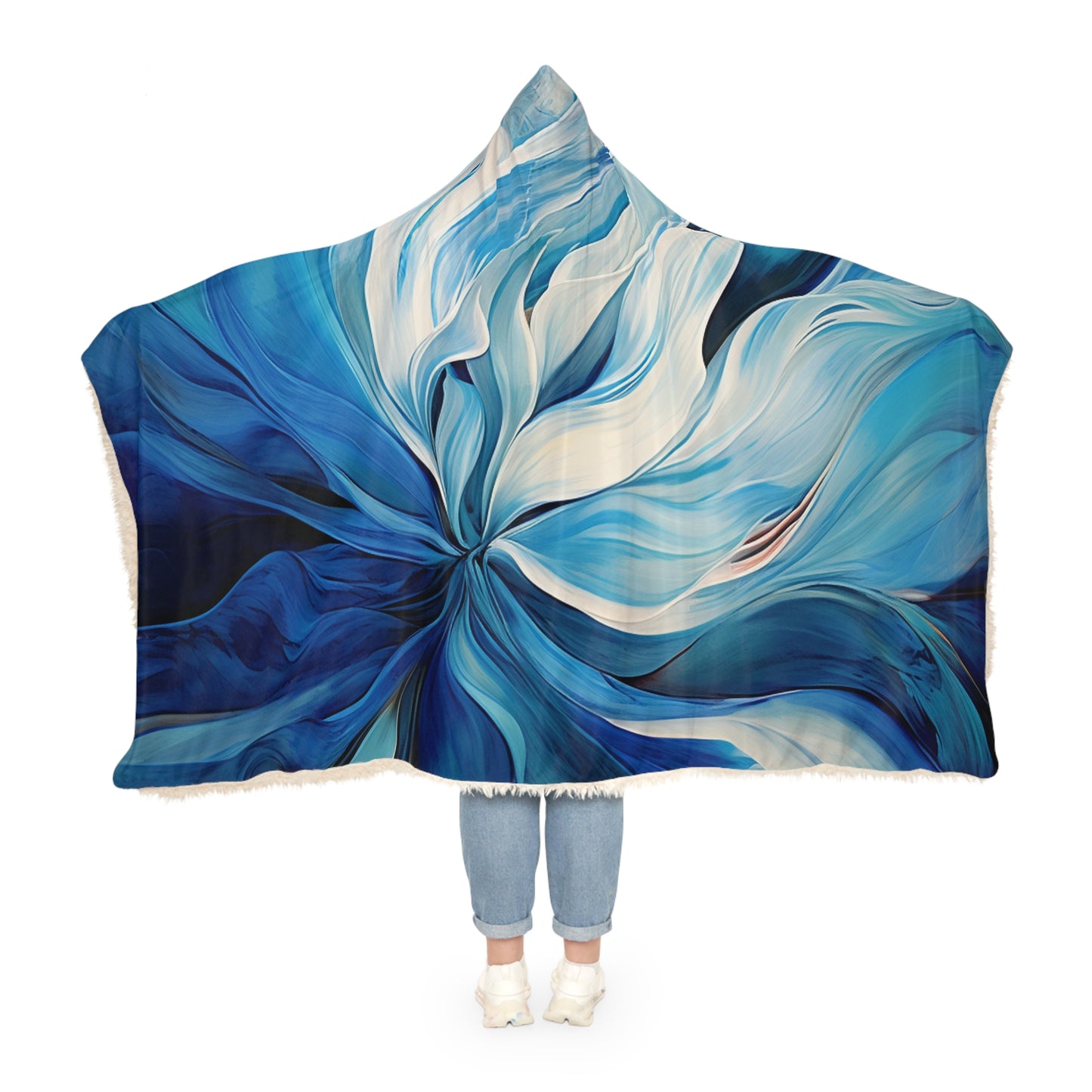 Snuggle Hooded Blanket Blue Tluip Abstract 1