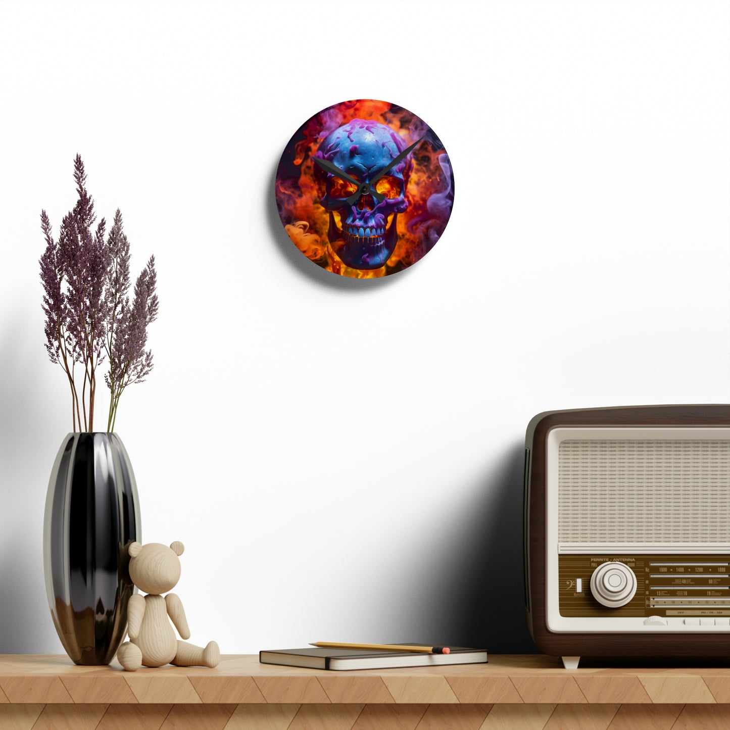 Acrylic Wall Clock Macro Skull 3