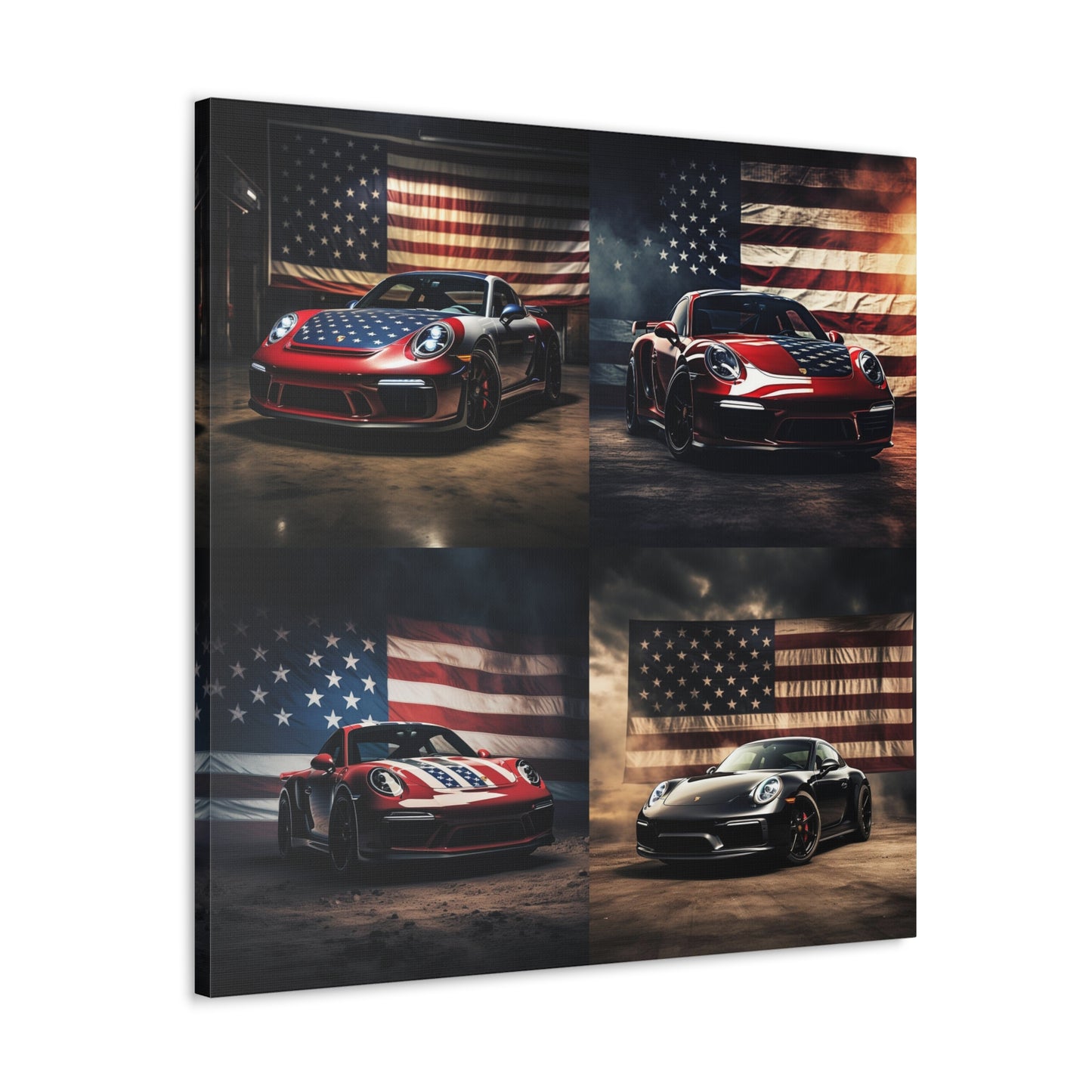 Canvas Gallery Wraps American Flag Background Porsche 5