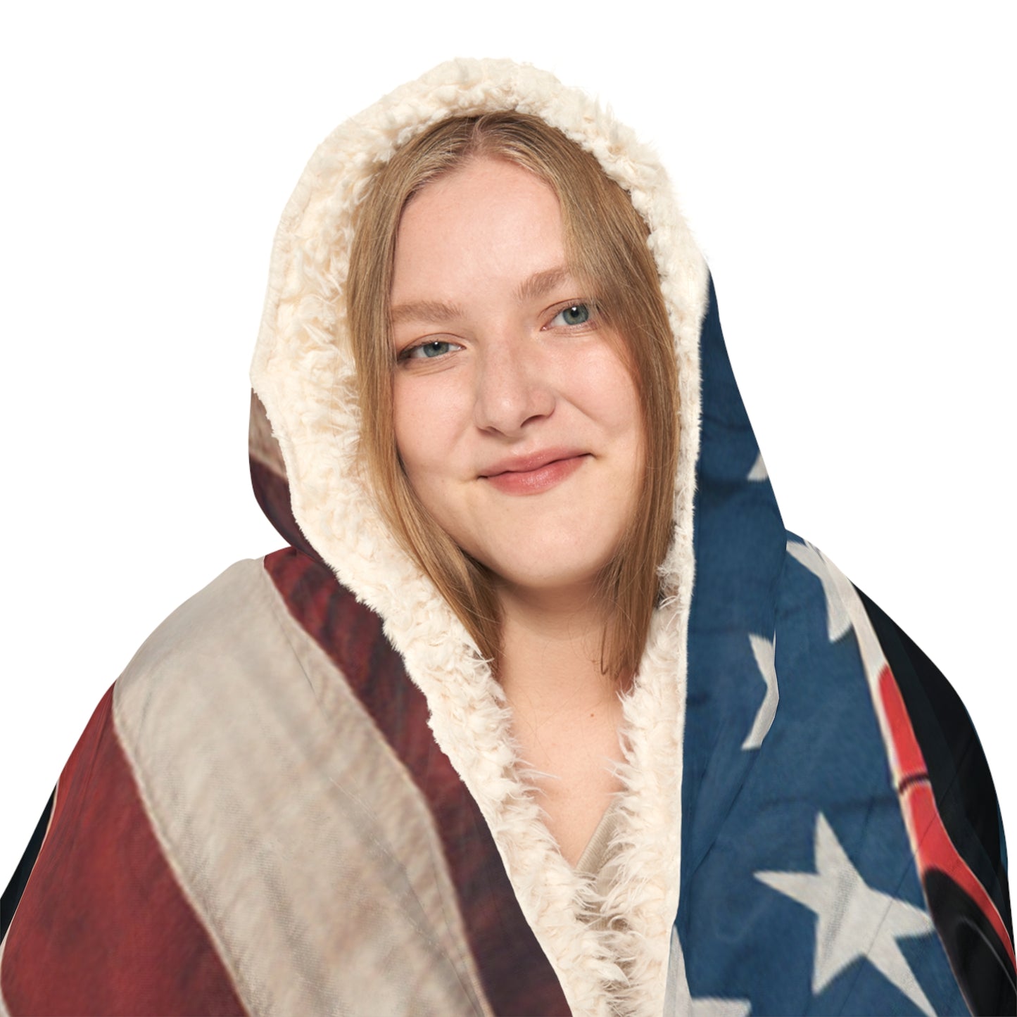 Snuggle Hooded Blanket American Flag Background Porsche 3