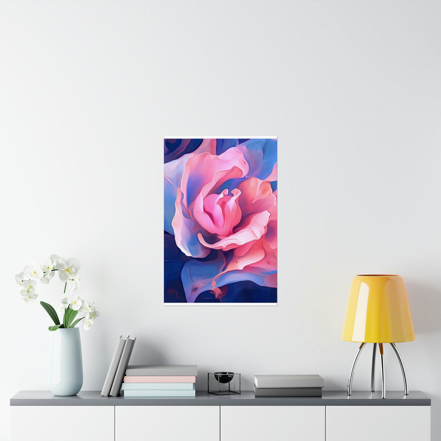 Premium Matte Vertical Posters Pink & Blue Tulip Rose 1