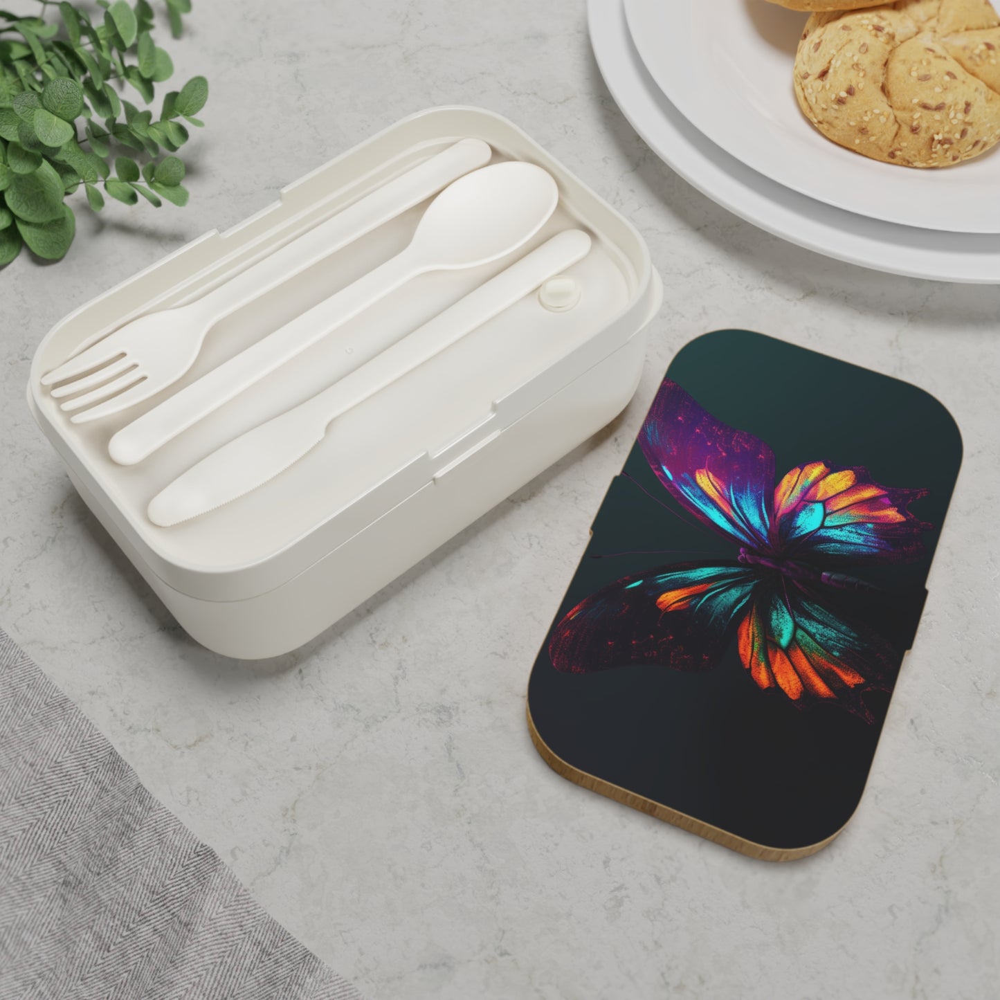 Bento Lunch Box Hyper Colorful Butterfly Macro 4