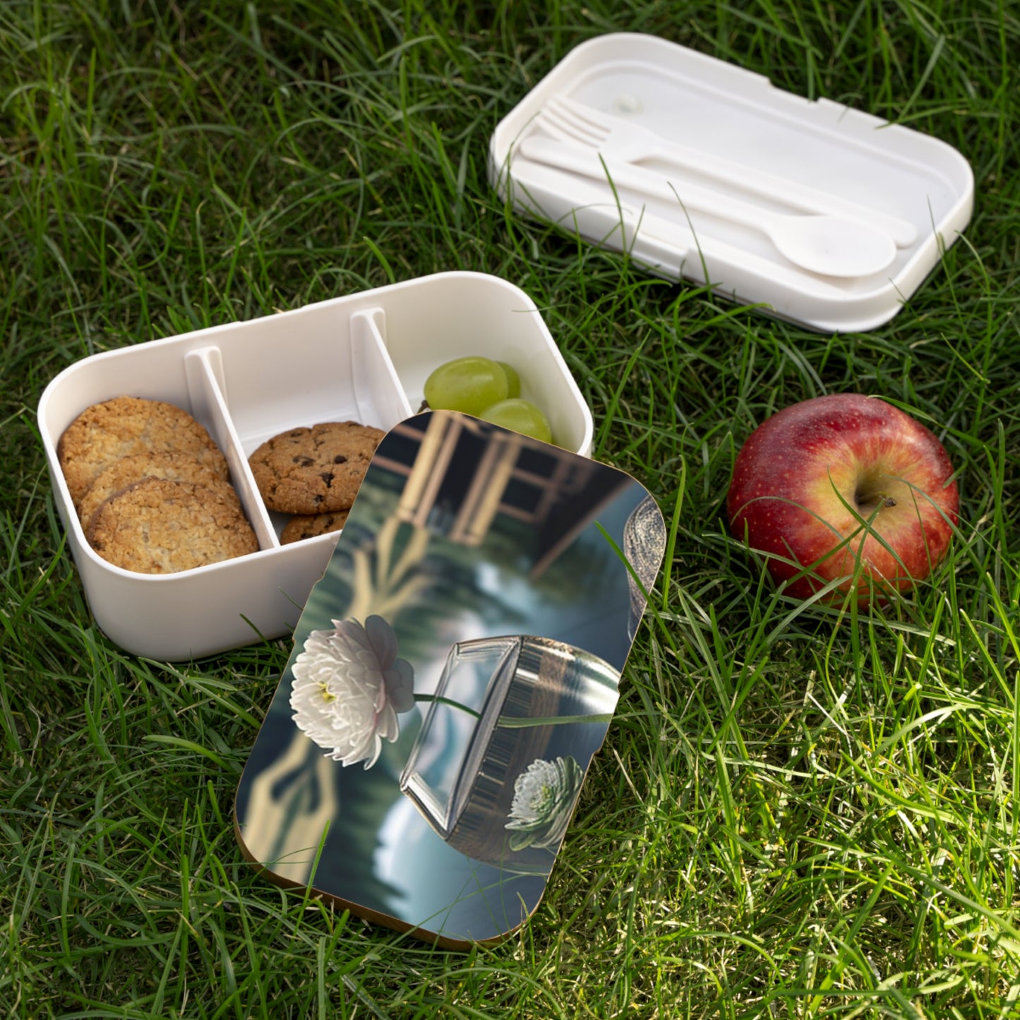Bento Lunch Box White Peony glass vase 2