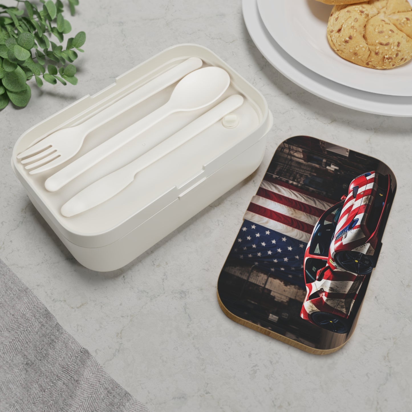 Bento Lunch Box American Flag Farrari 2