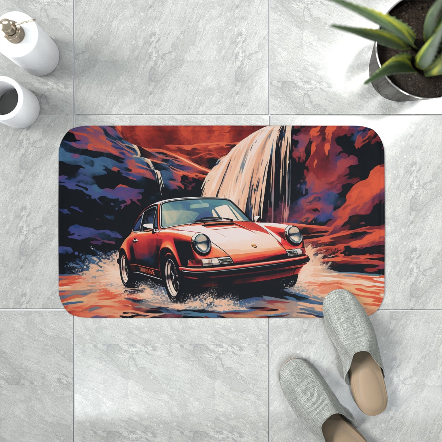 Memory Foam Bath Mat American Flag Porsche Abstract 4