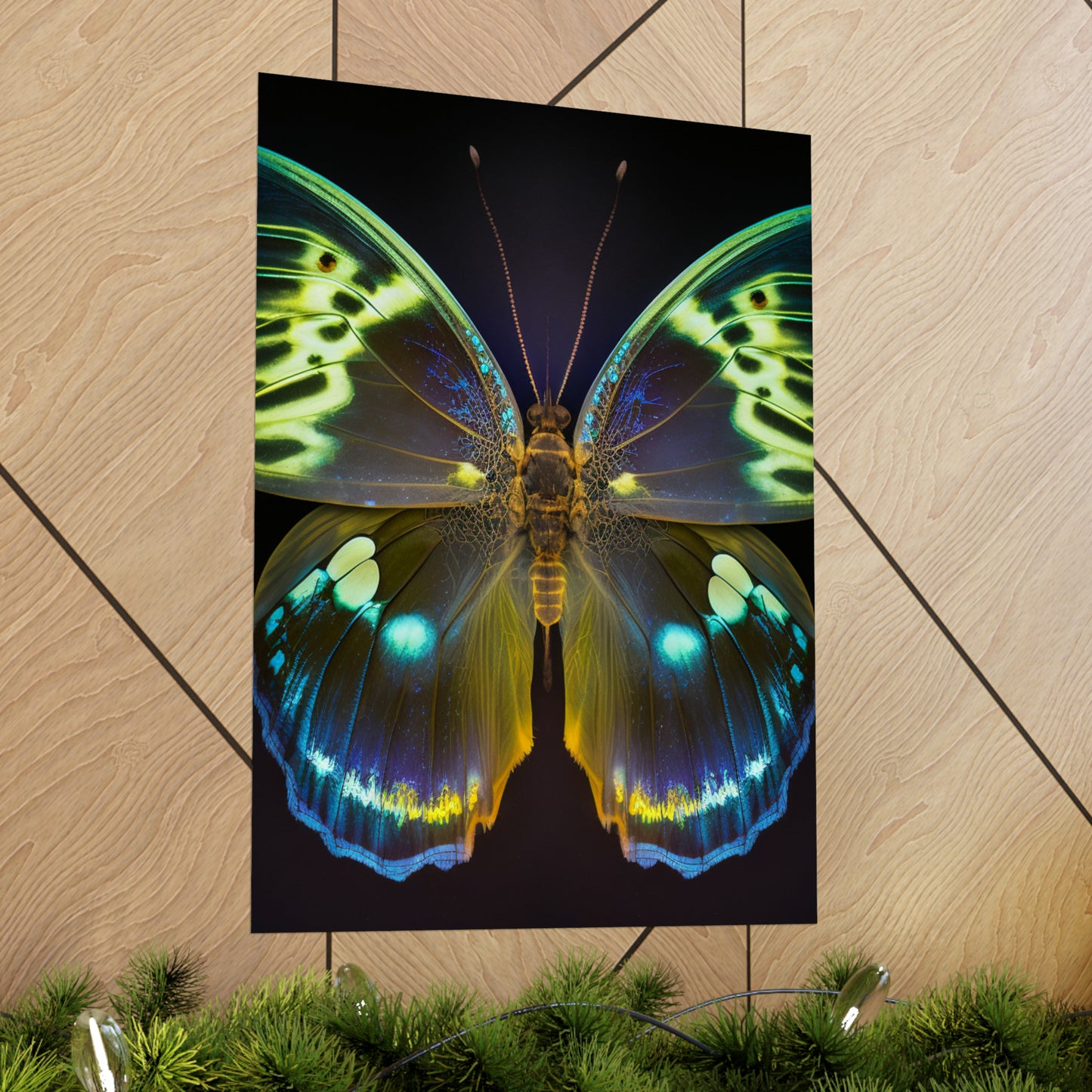 Premium Matte Vertical Posters Neon Hue Butterfly 1