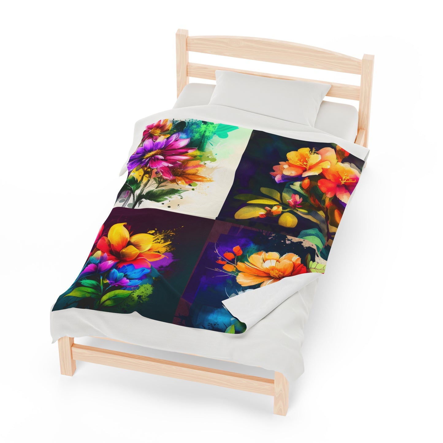 Velveteen Plush Blanket Bright Spring Flowers 5