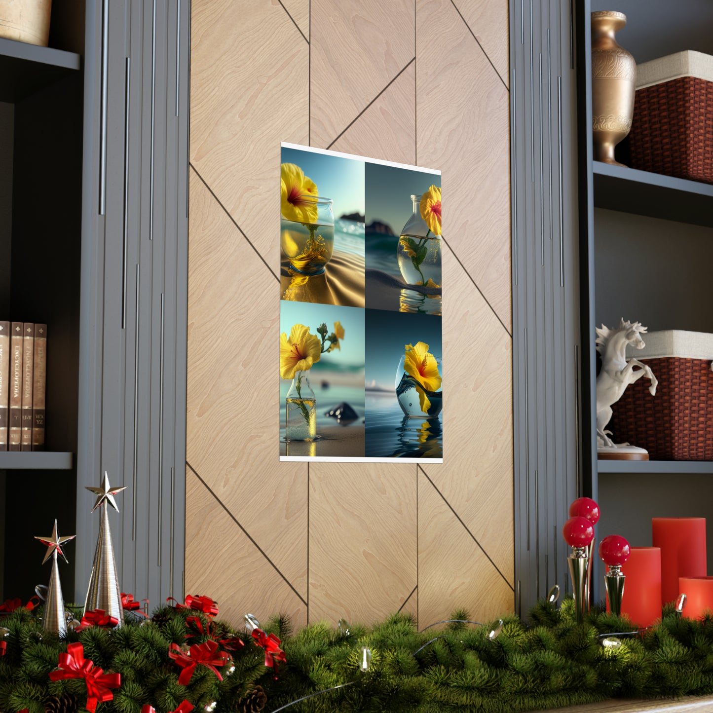 Premium Matte Vertical Posters Yellow Hibiscus glass 5