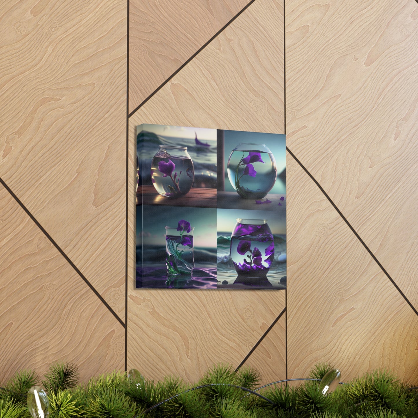 Canvas Gallery Wraps Purple Sweet pea in a vase 5