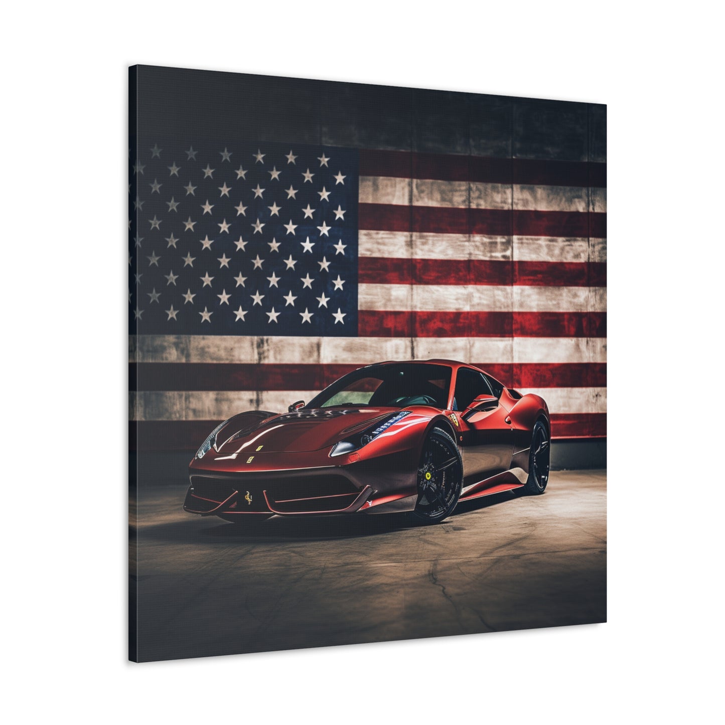 Canvas Gallery Wraps American Flag Background Ferrari 4