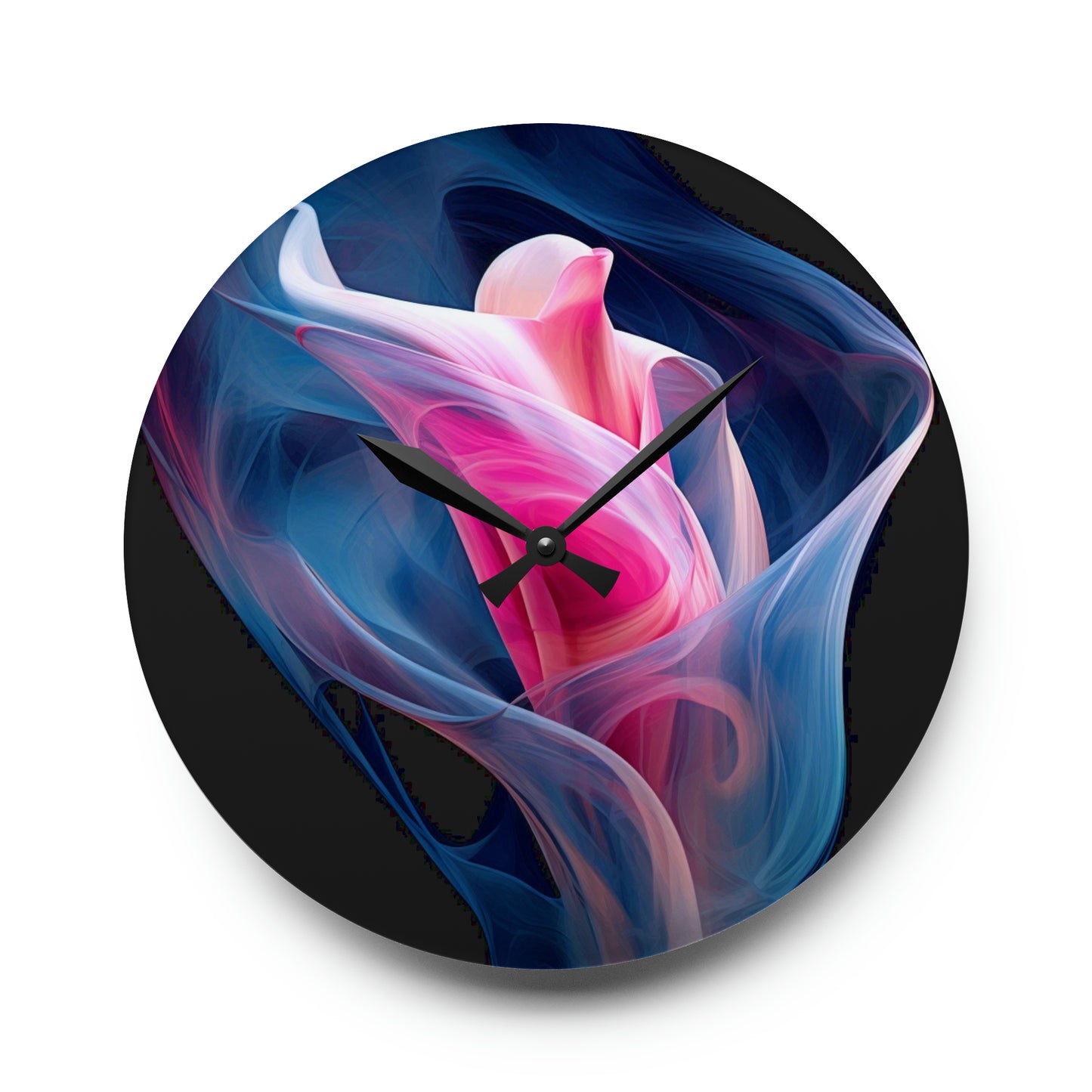 Acrylic Wall Clock Pink & Blue Tulip Rose 3