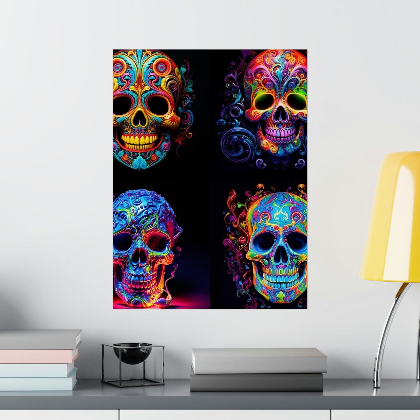 Premium Matte Vertical Posters Macro Skull Color 5