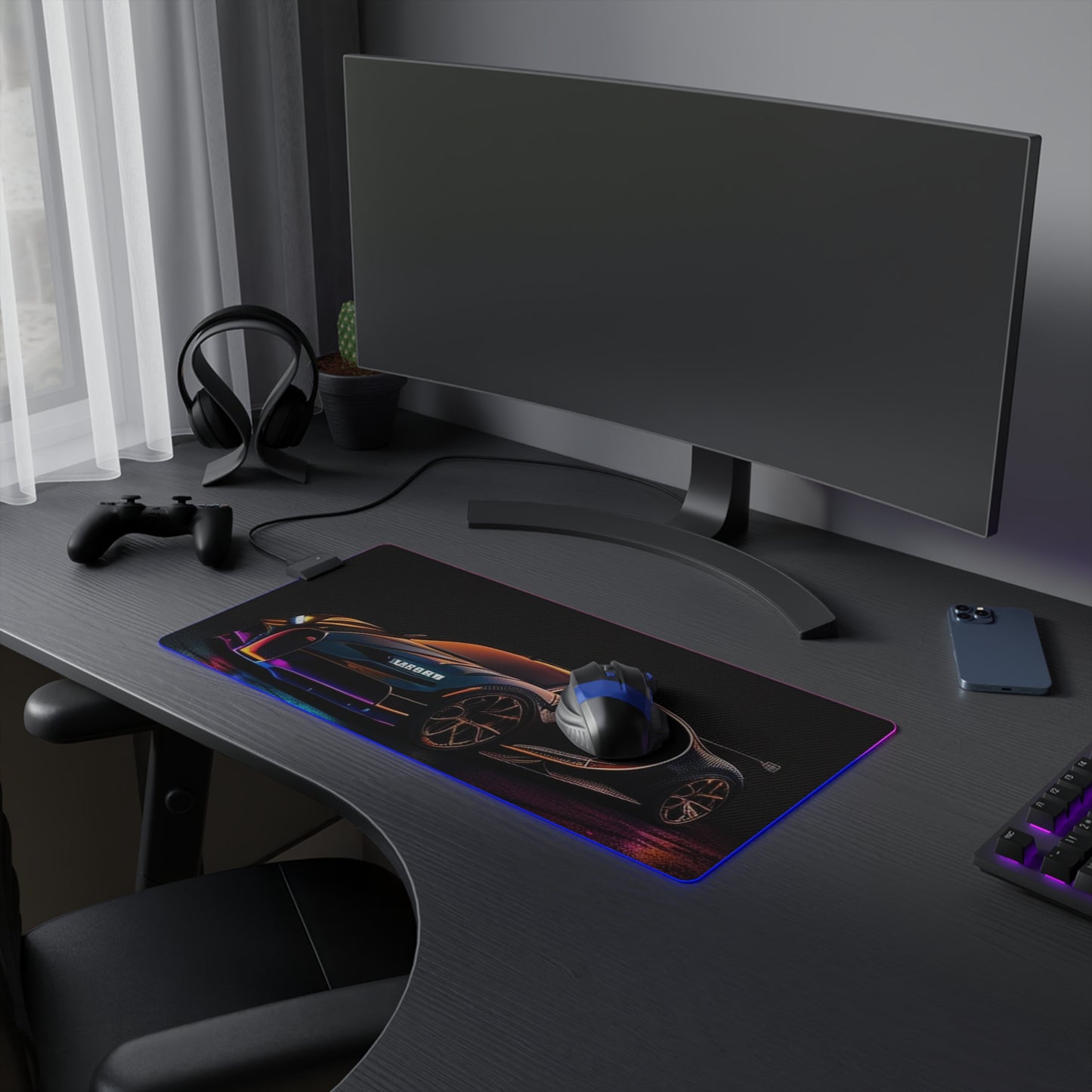 LED Gaming Mouse Pad Bugatti Chiron Super 4