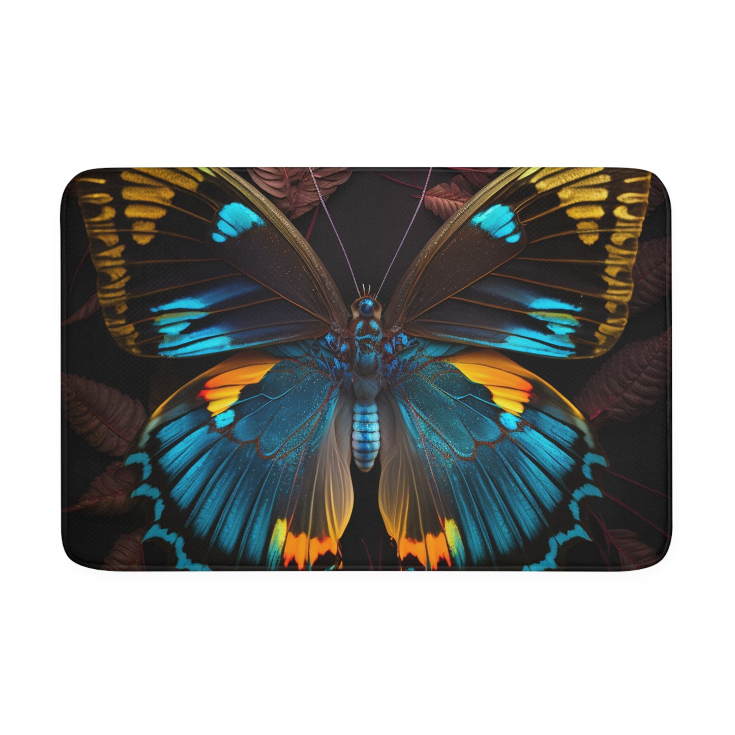 Memory Foam Bath Mat Neon Butterfly Flair 1