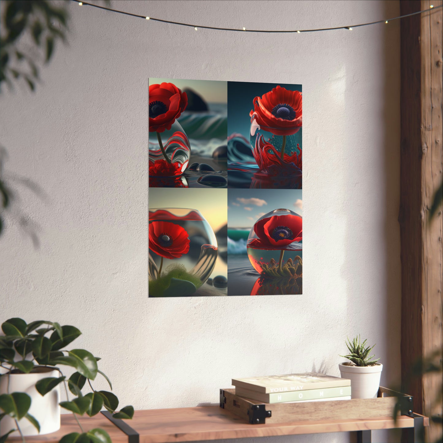 Premium Matte Vertical Posters Red Anemone in a Vase 5