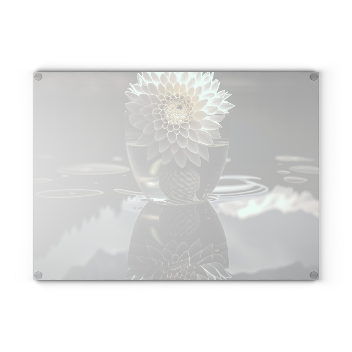 Glass Cutting Board White Dahlia 3