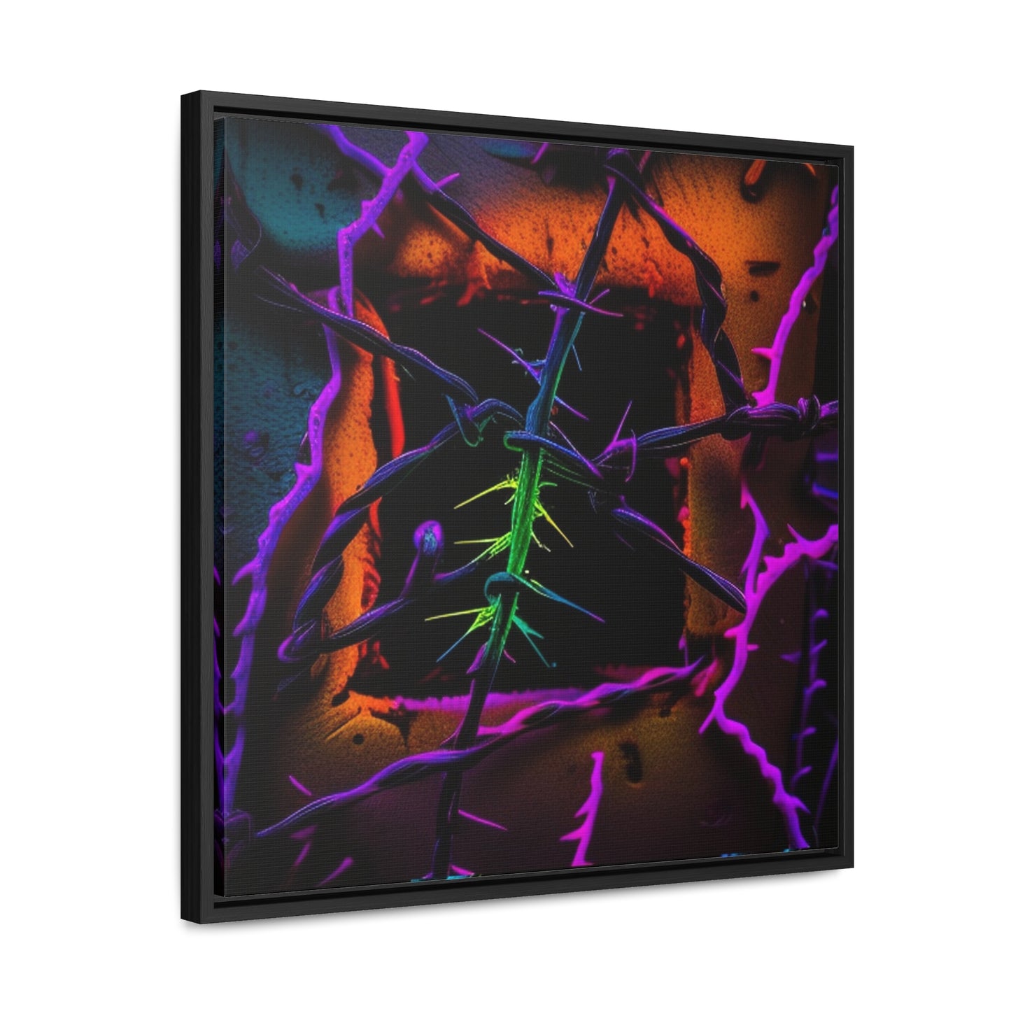 Gallery Canvas Wraps, Square Frame Macro Neon Barbs 1