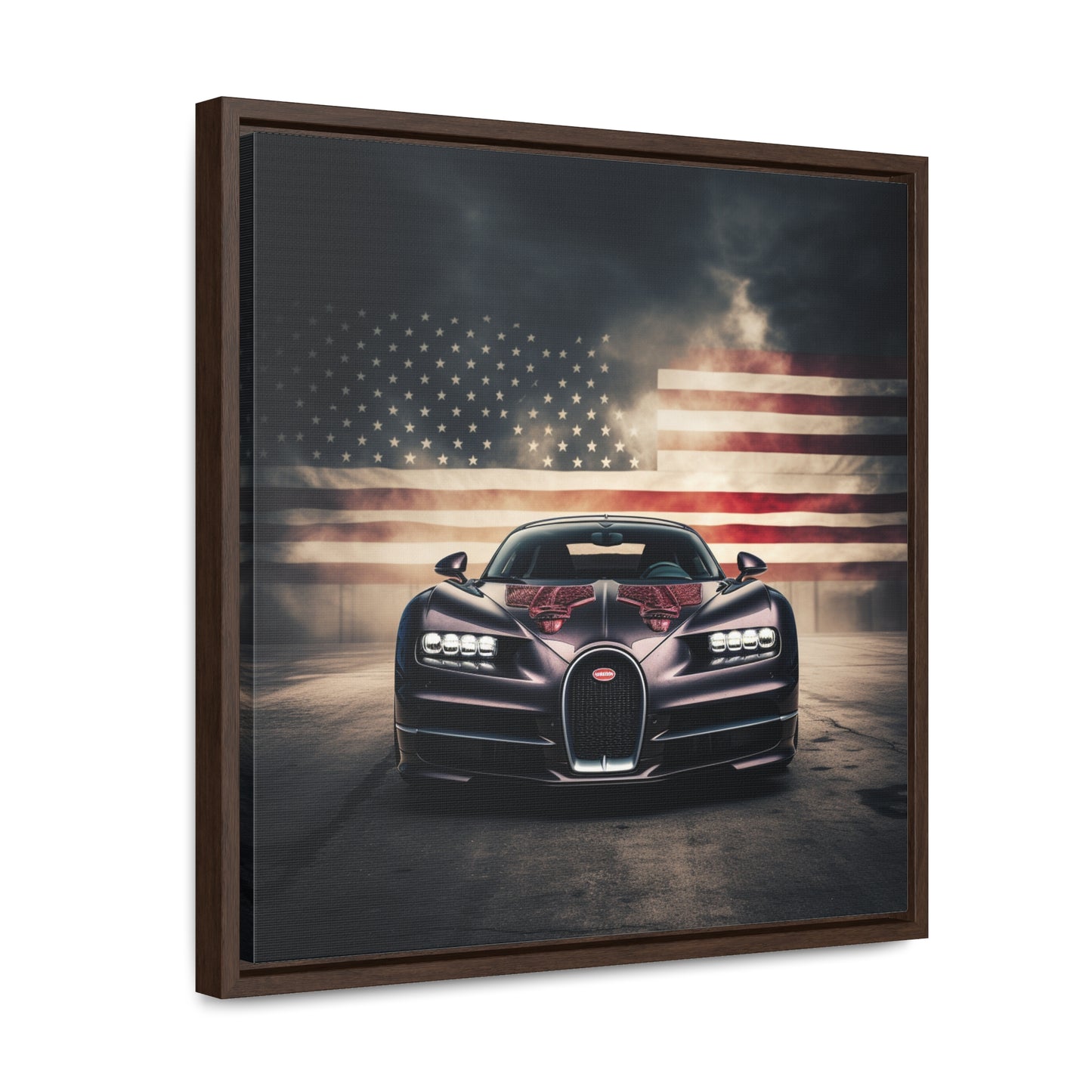 Gallery Canvas Wraps, Square Frame American Flag Background Bugatti 2