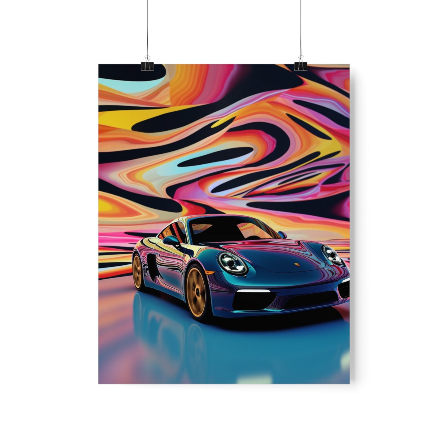 Premium Matte Vertical Posters Porsche Water Fusion 2