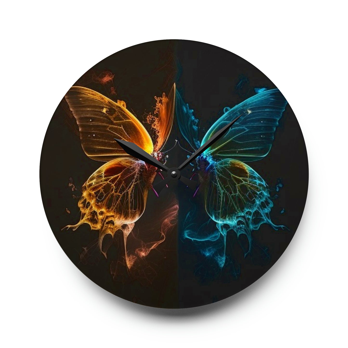 Acrylic Wall Clock Kiss Neon Butterfly 1