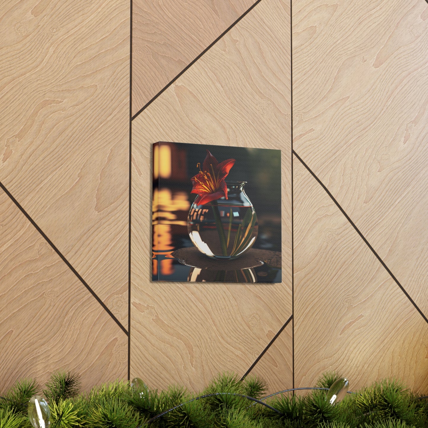 Canvas Gallery Wraps Red Lily in a Glass vase 2
