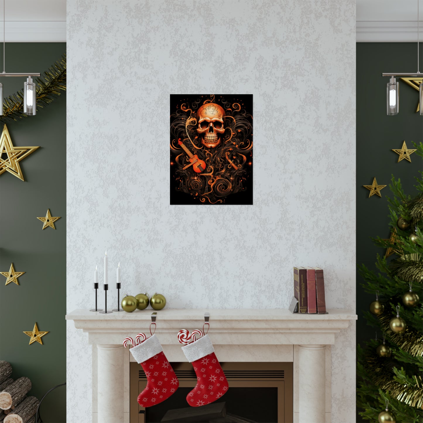 Premium Matte Vertical Posters Skull Treble Clef 4