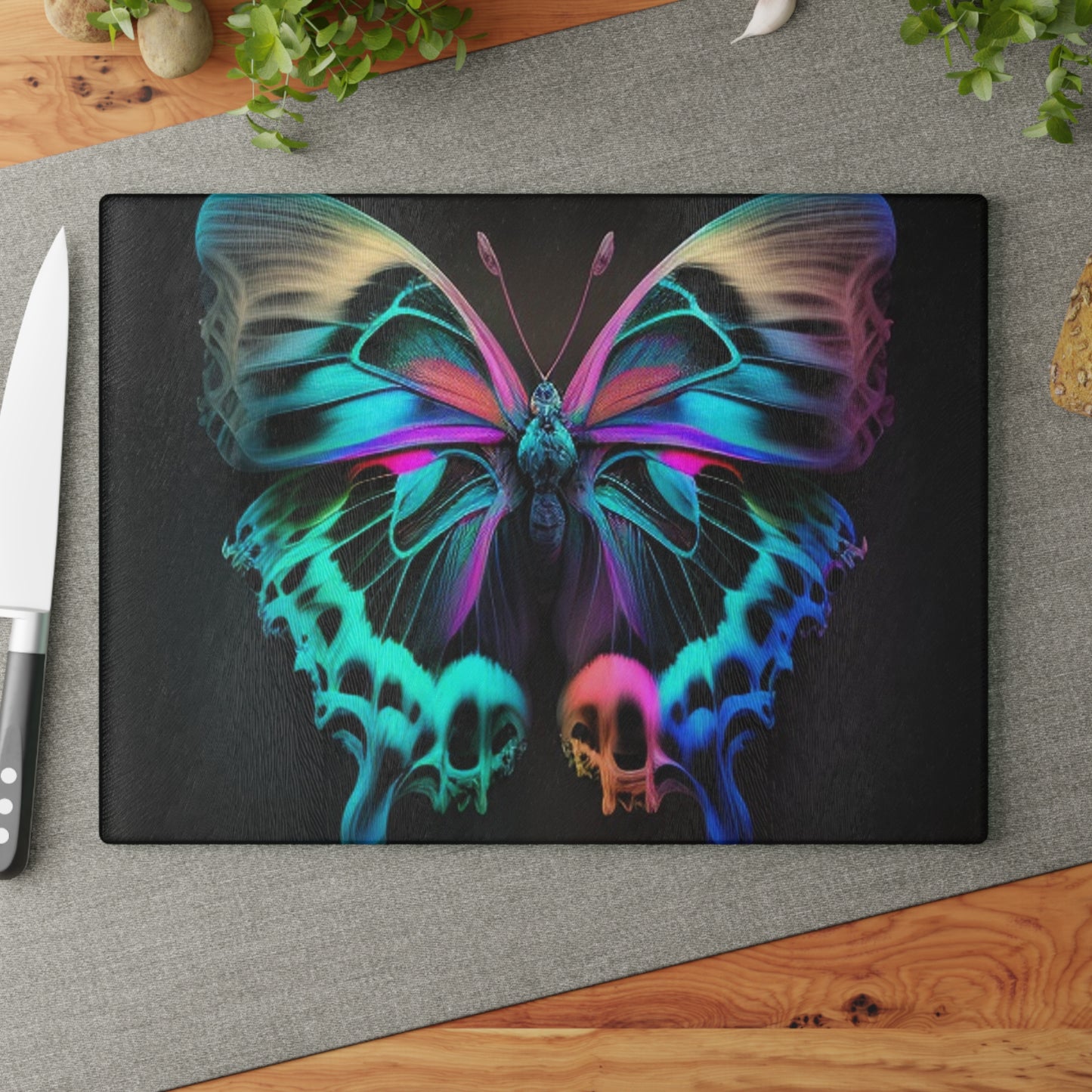 Glass Cutting Board Neon Butterfly Fusion 2