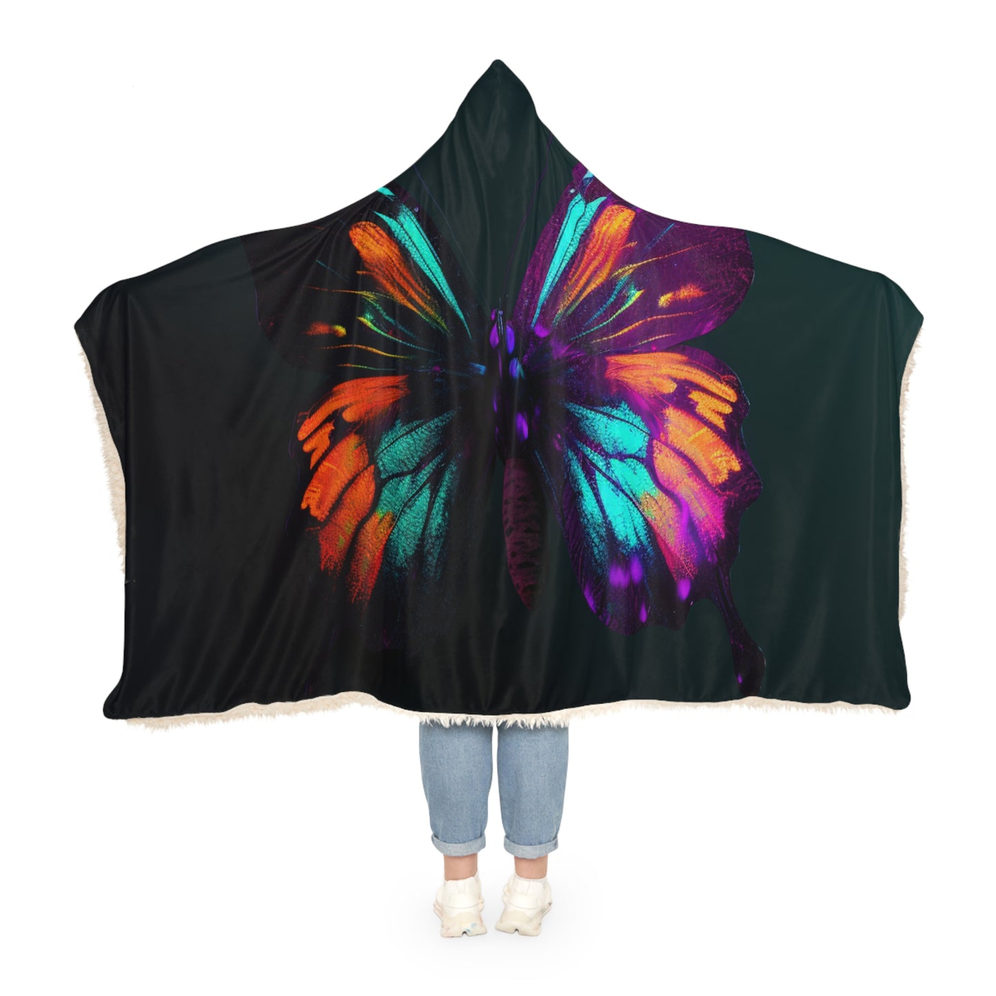 Snuggle Hooded Blanket Hyper Colorful Butterfly Purple 4