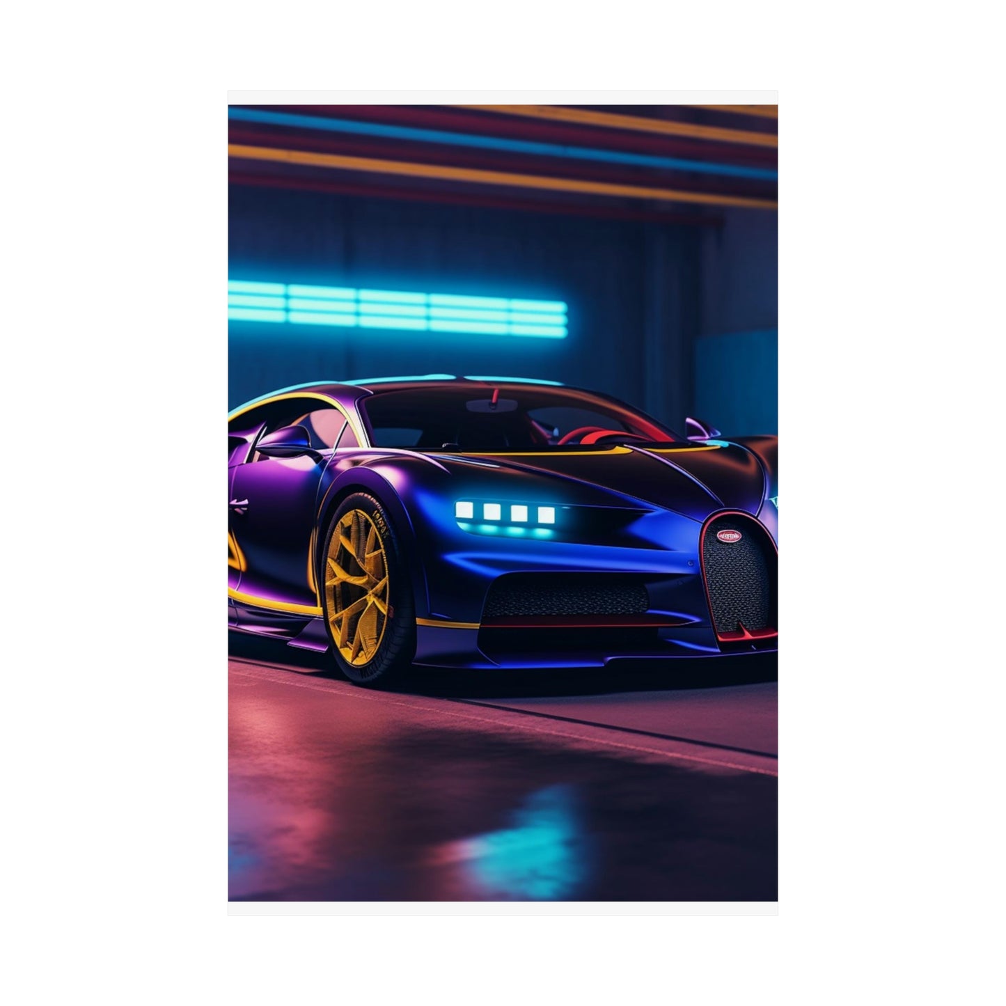 Premium Matte Vertical Posters Hyper Bugatti Neon Chiron 4