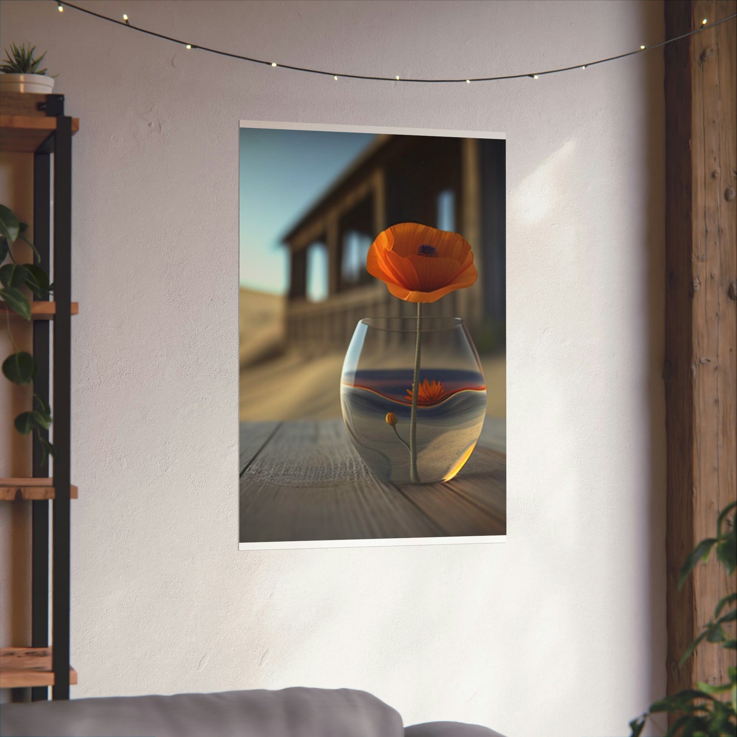 Premium Matte Vertical Posters Poppy in a Glass Vase 4