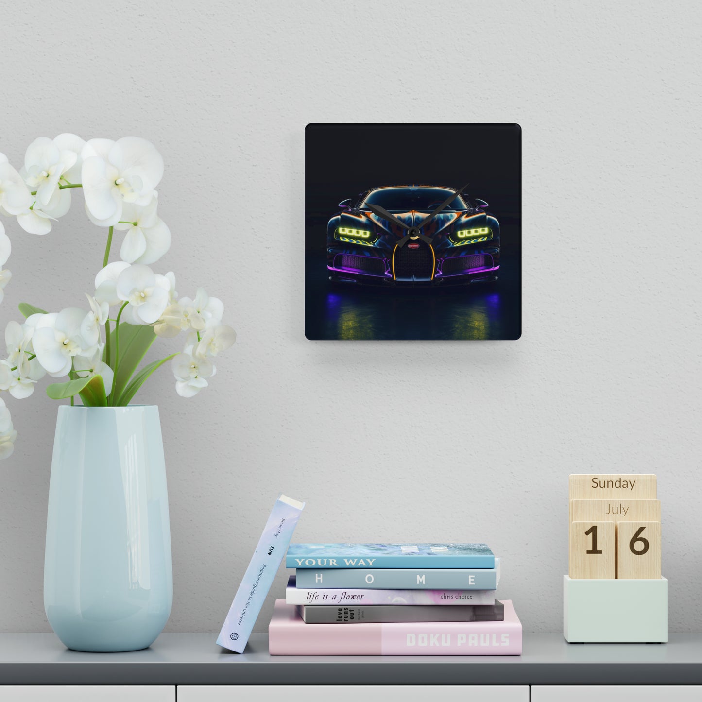 Acrylic Wall Clock Hyper Bugatti Chiron 3