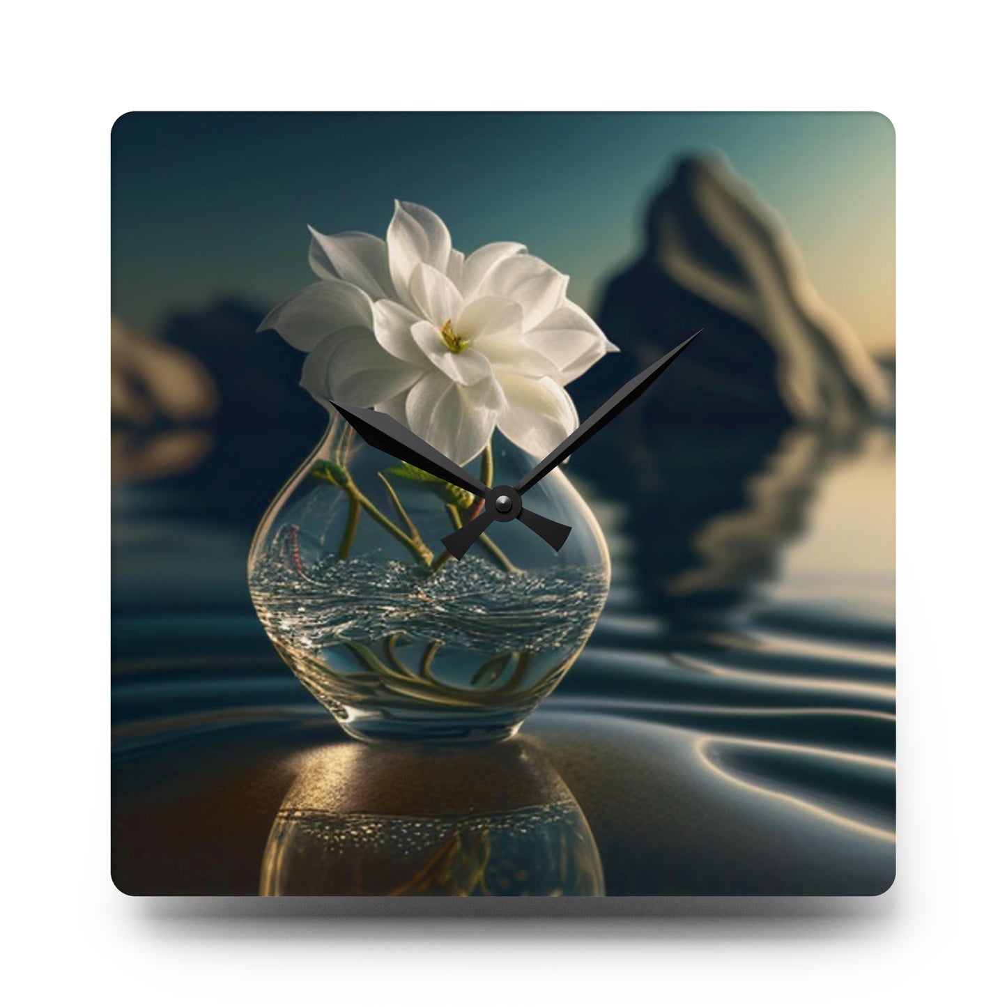 Acrylic Wall Clock Jasmine glass vase 4