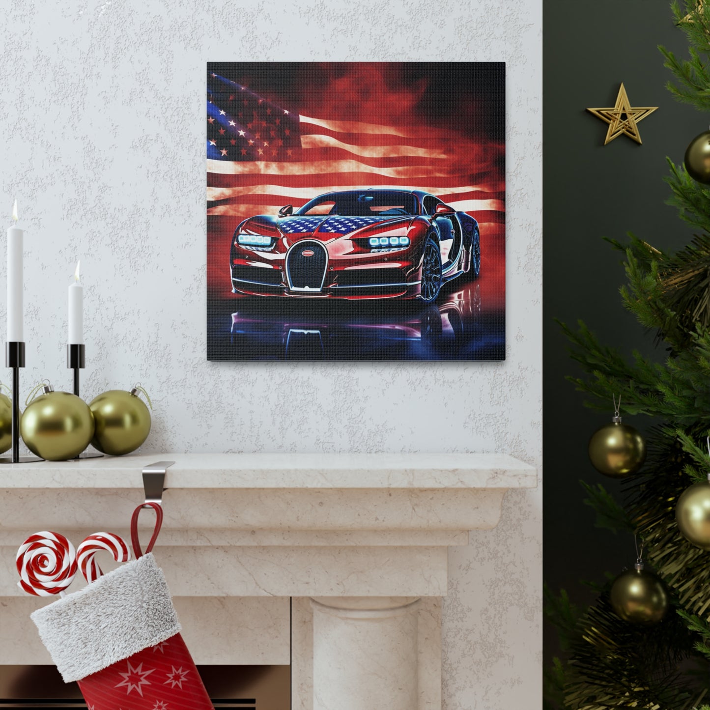 Canvas Gallery Wraps Abstract American Flag Background Bugatti 3