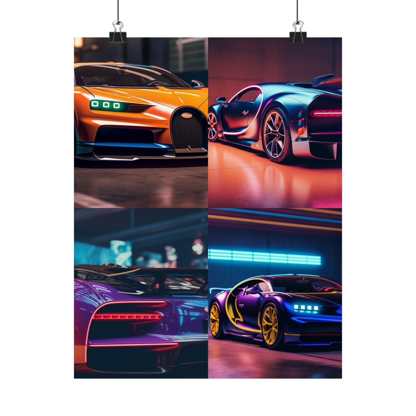 Premium Matte Vertical Posters Hyper Bugatti Neon Chiron 5