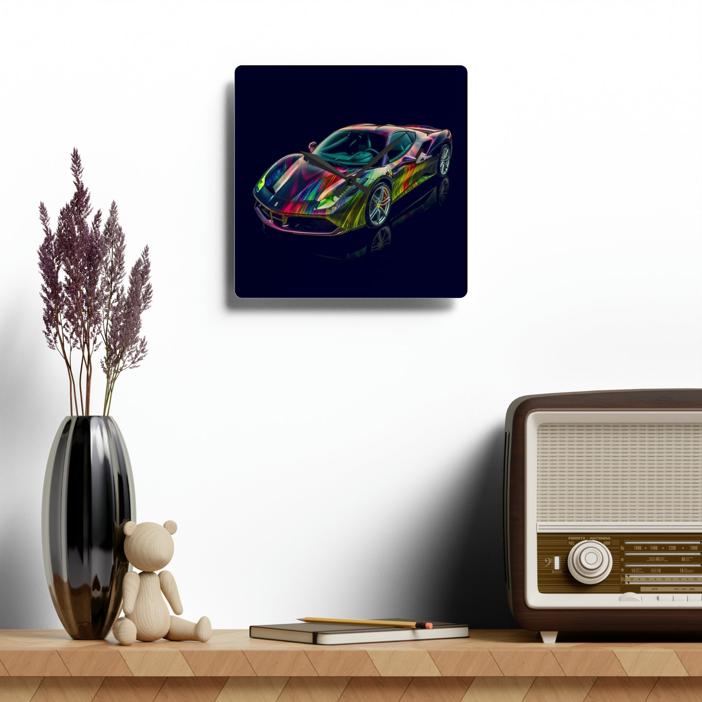 Acrylic Wall Clock Ferrari Color 3