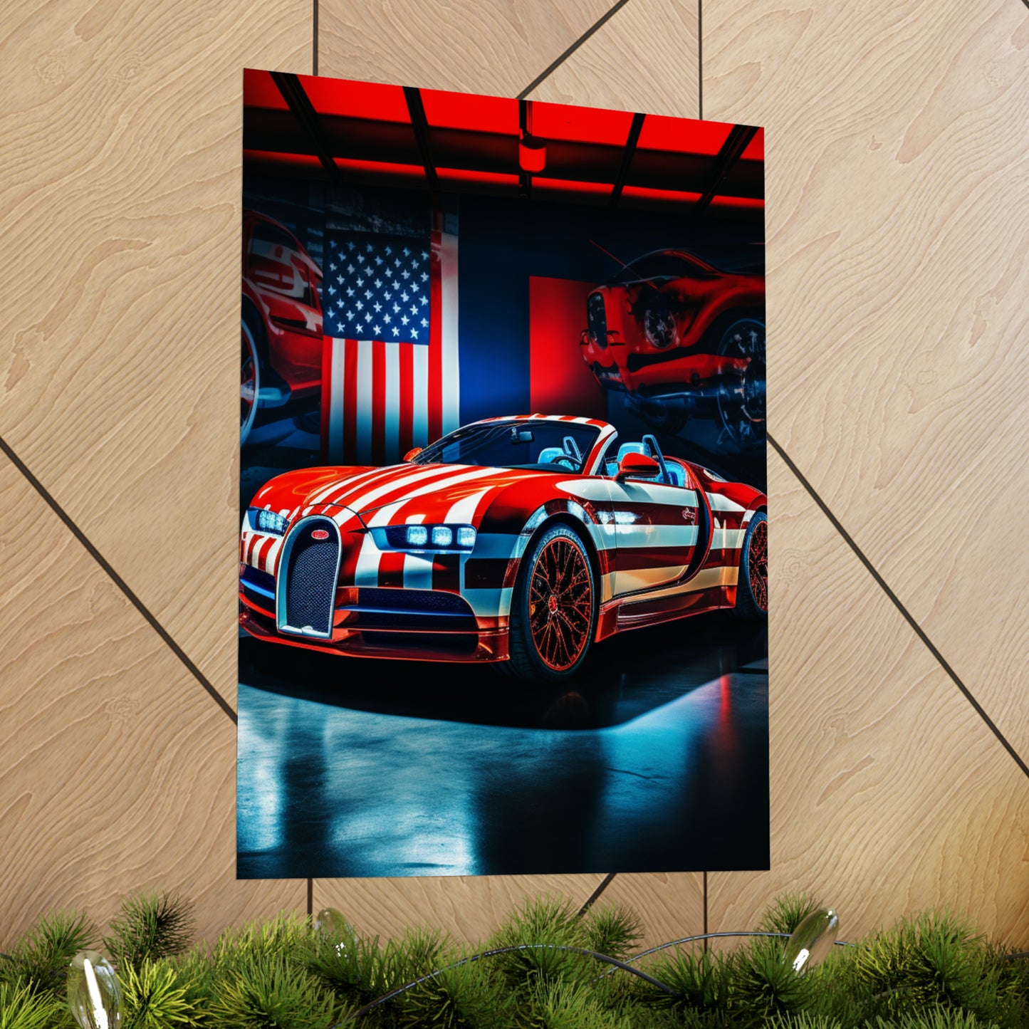 Premium Matte Vertical Posters Macro Bugatti American Flag 2